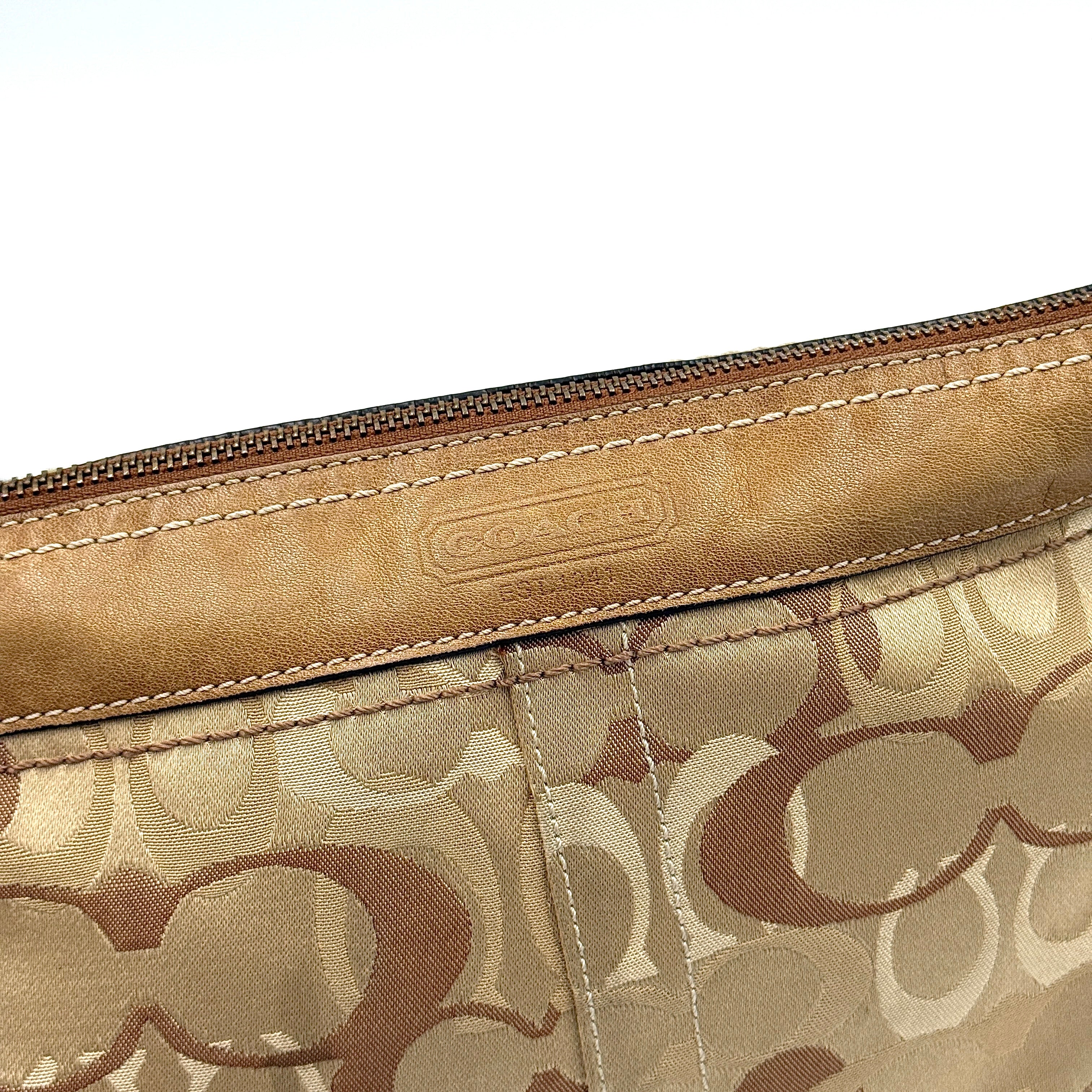 Coach 2Way Signature Canvas Shoulder Bag Beige/Brown