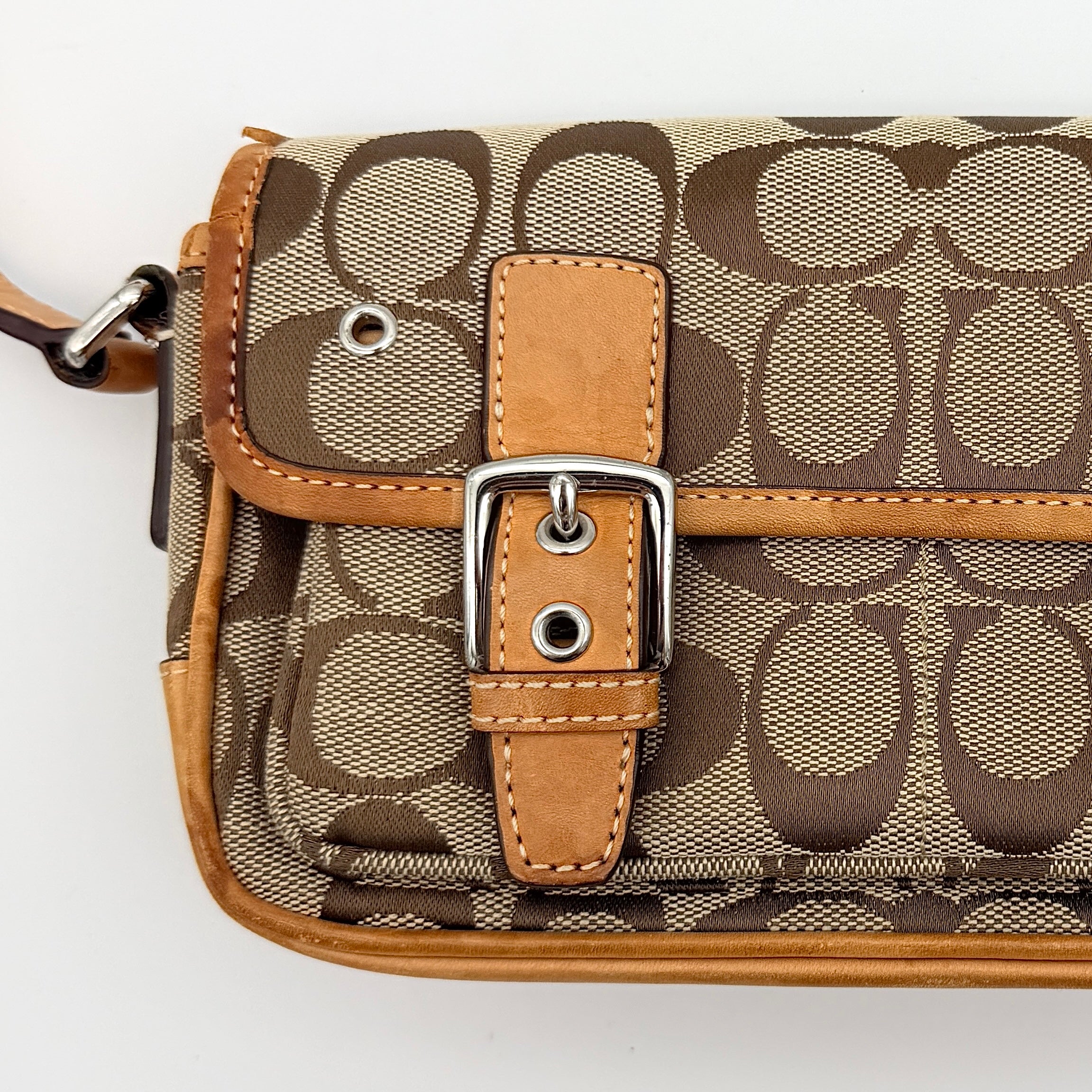 Coach Signature Mini Buckle Crossbody Bag Beige/Tan