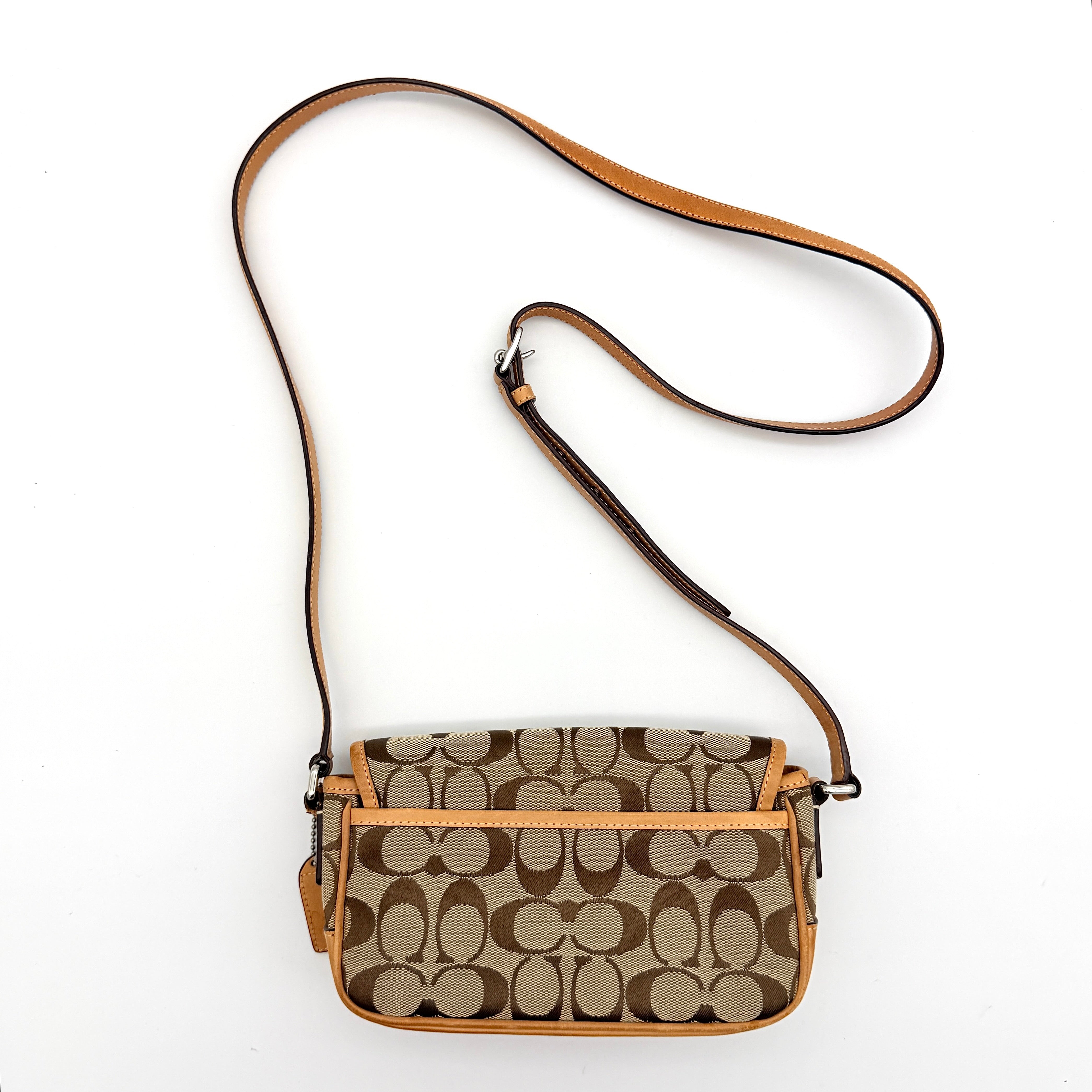 Coach Signature Mini Buckle Crossbody Bag Beige/Tan