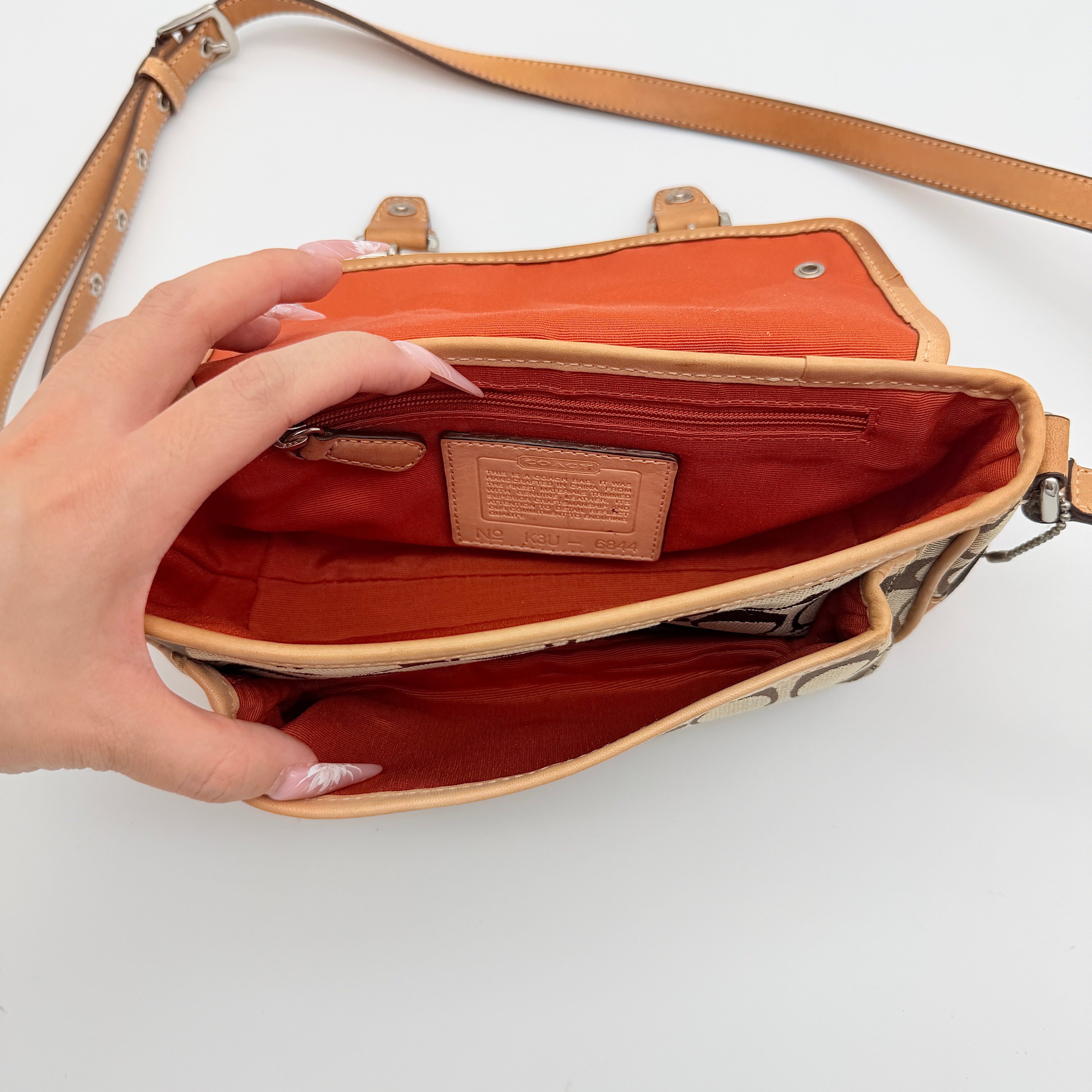 Coach Signature Mini Buckle Crossbody Bag Beige/Tan
