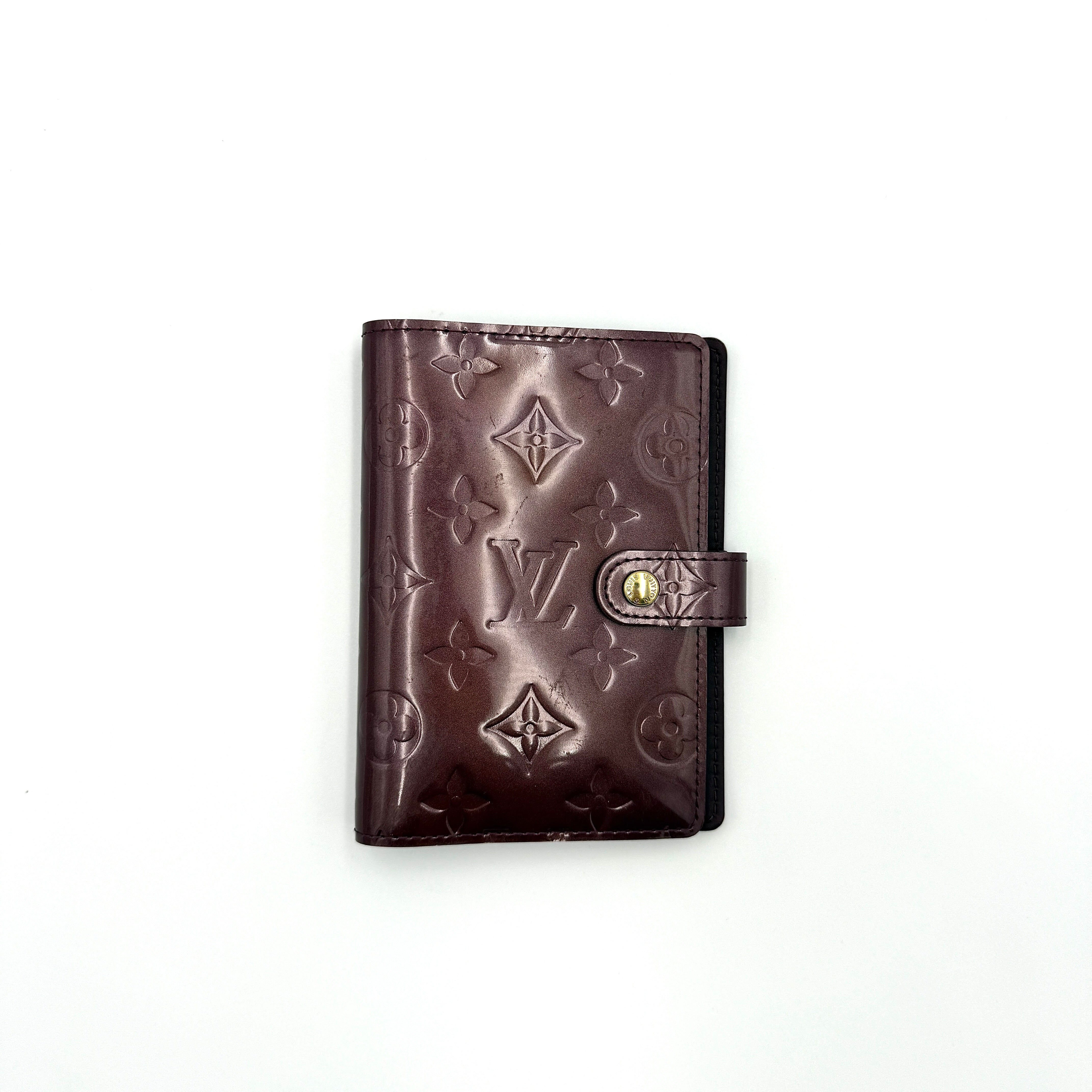 Louis Vuitton Monogram Vernis PM Patent Agenda Burgundy
