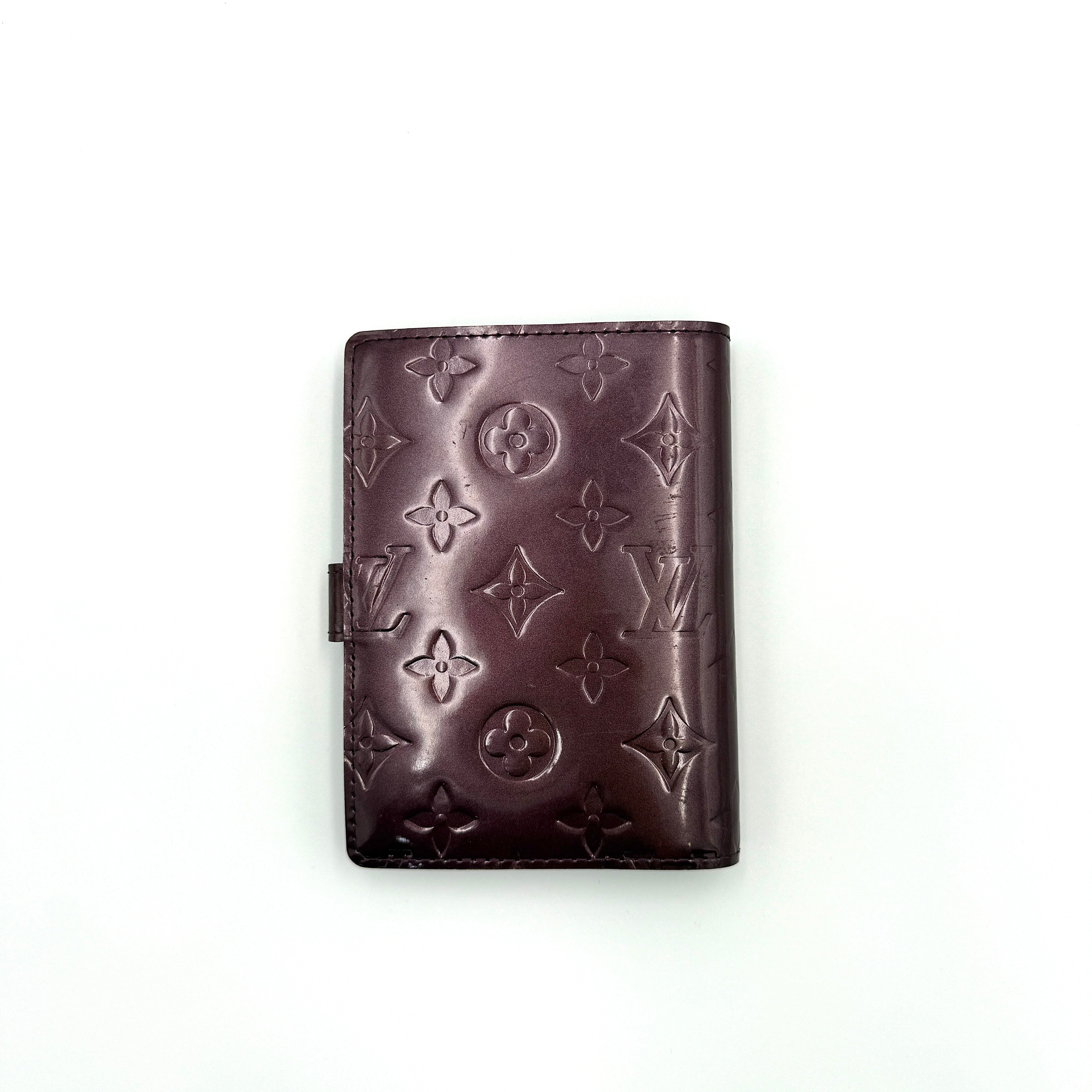 Louis Vuitton Monogram Vernis PM Patent Agenda Burgundy