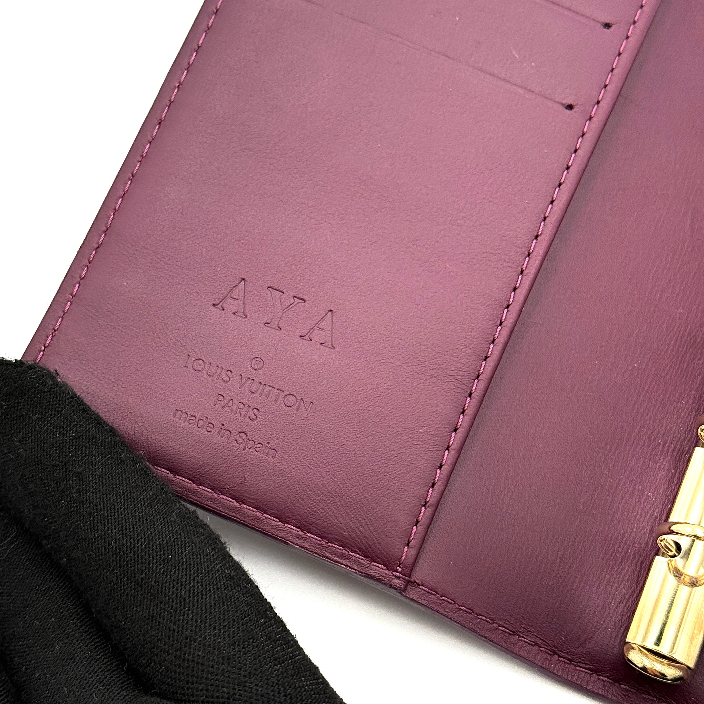 Louis Vuitton Monogram Vernis PM Patent Agenda Burgundy