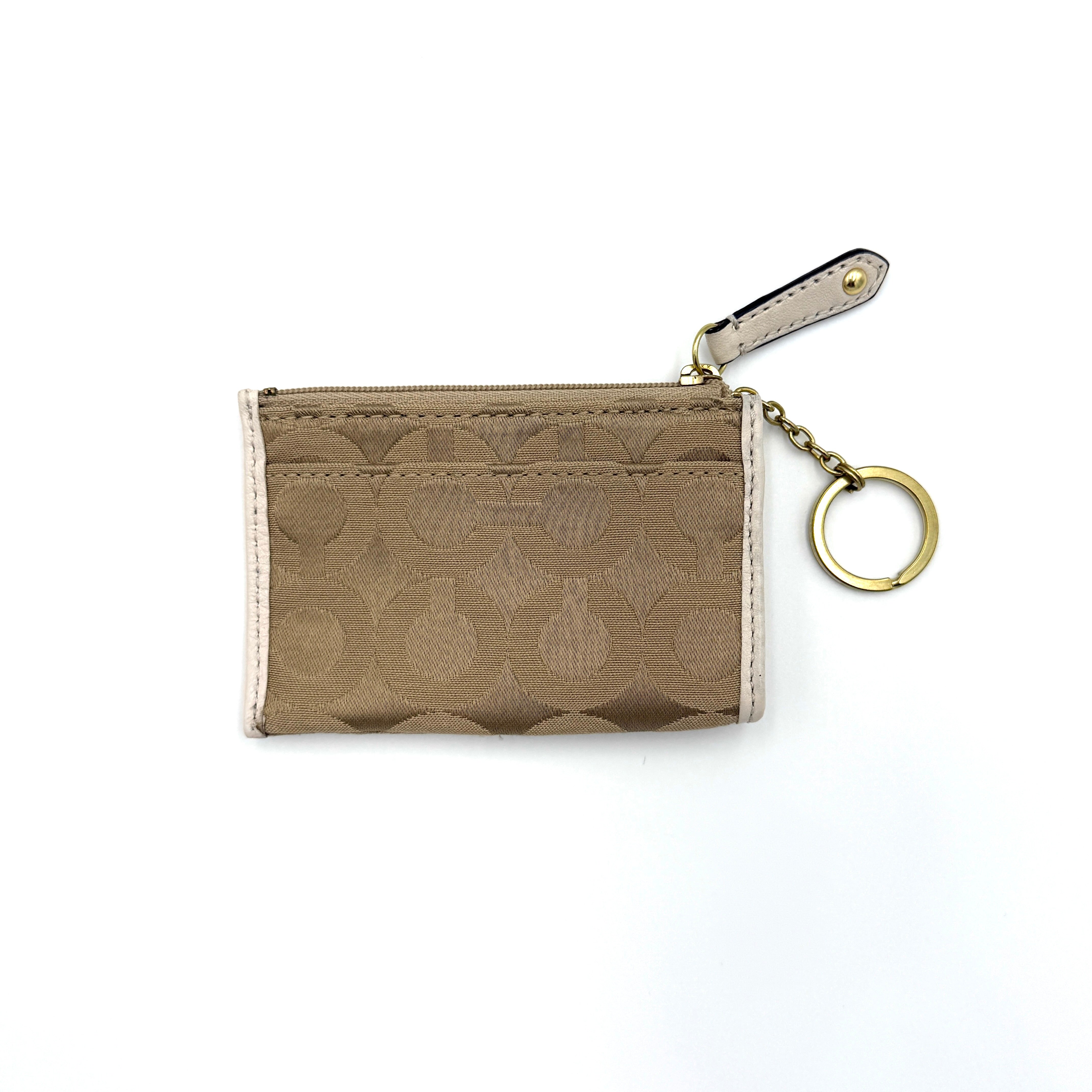 Coach Signature Canvas Mini Skinny ID Coin Purse Beige