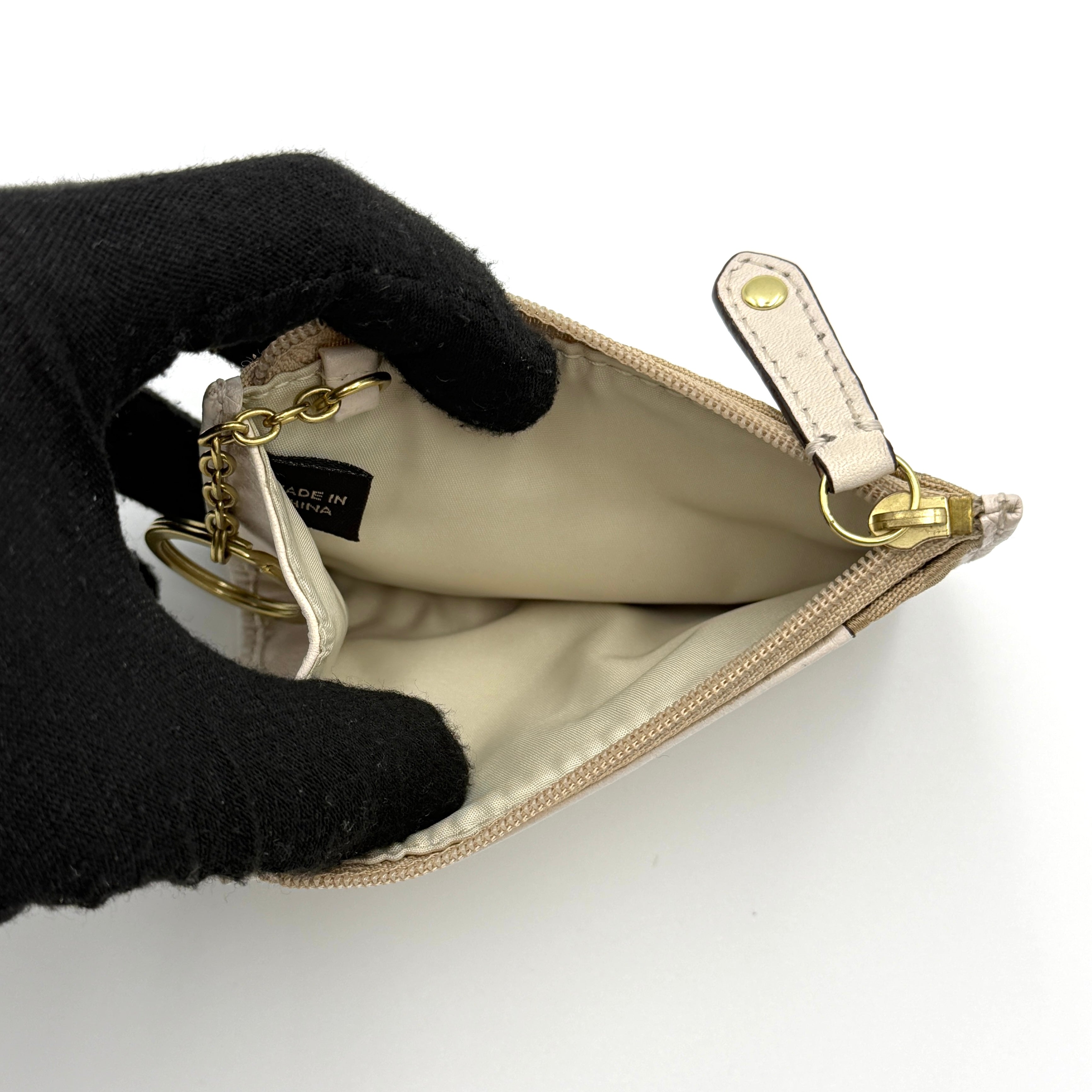 Coach Signature Canvas Mini Skinny ID Coin Purse Beige