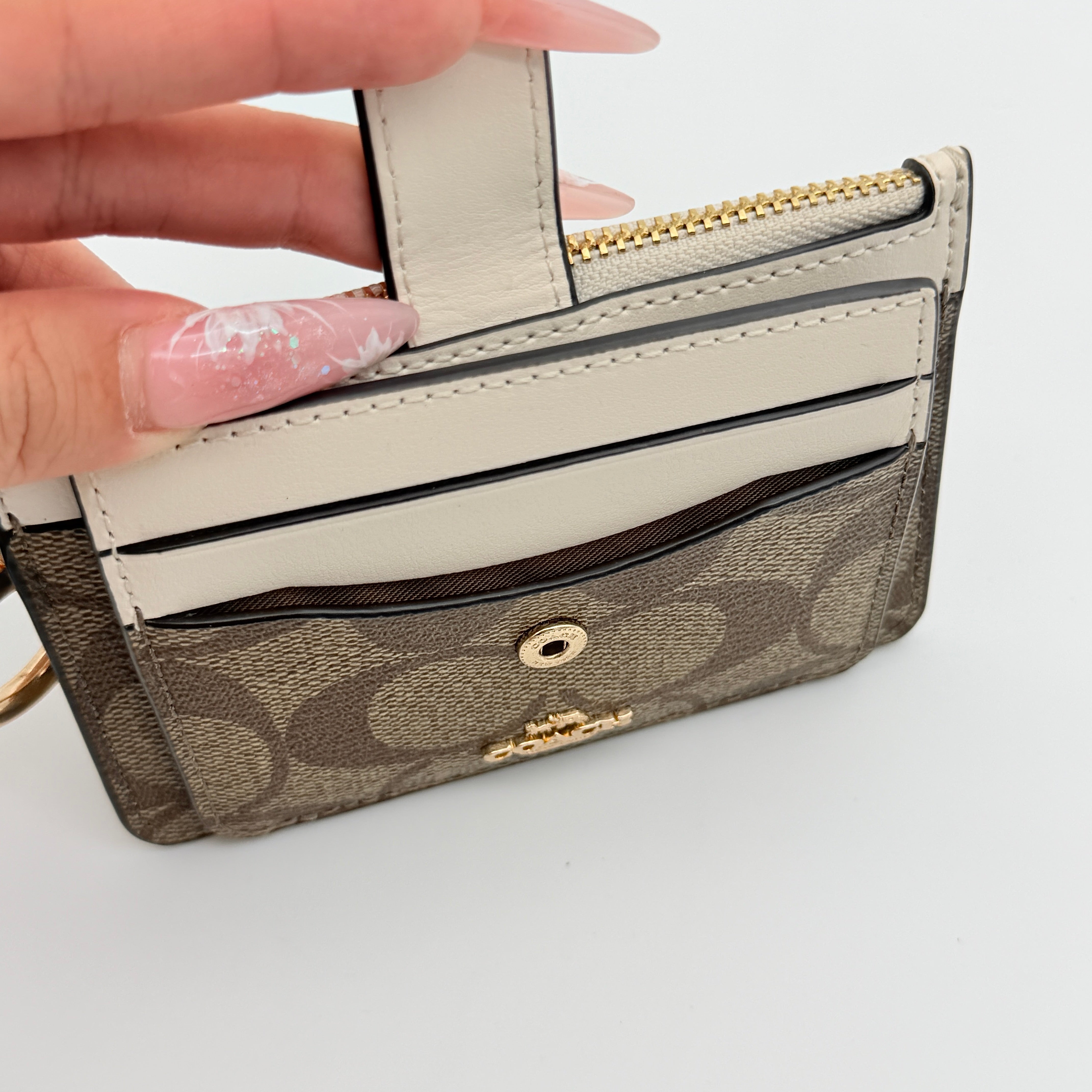 Coach Signature Attachment Card Case Beige/Chalk