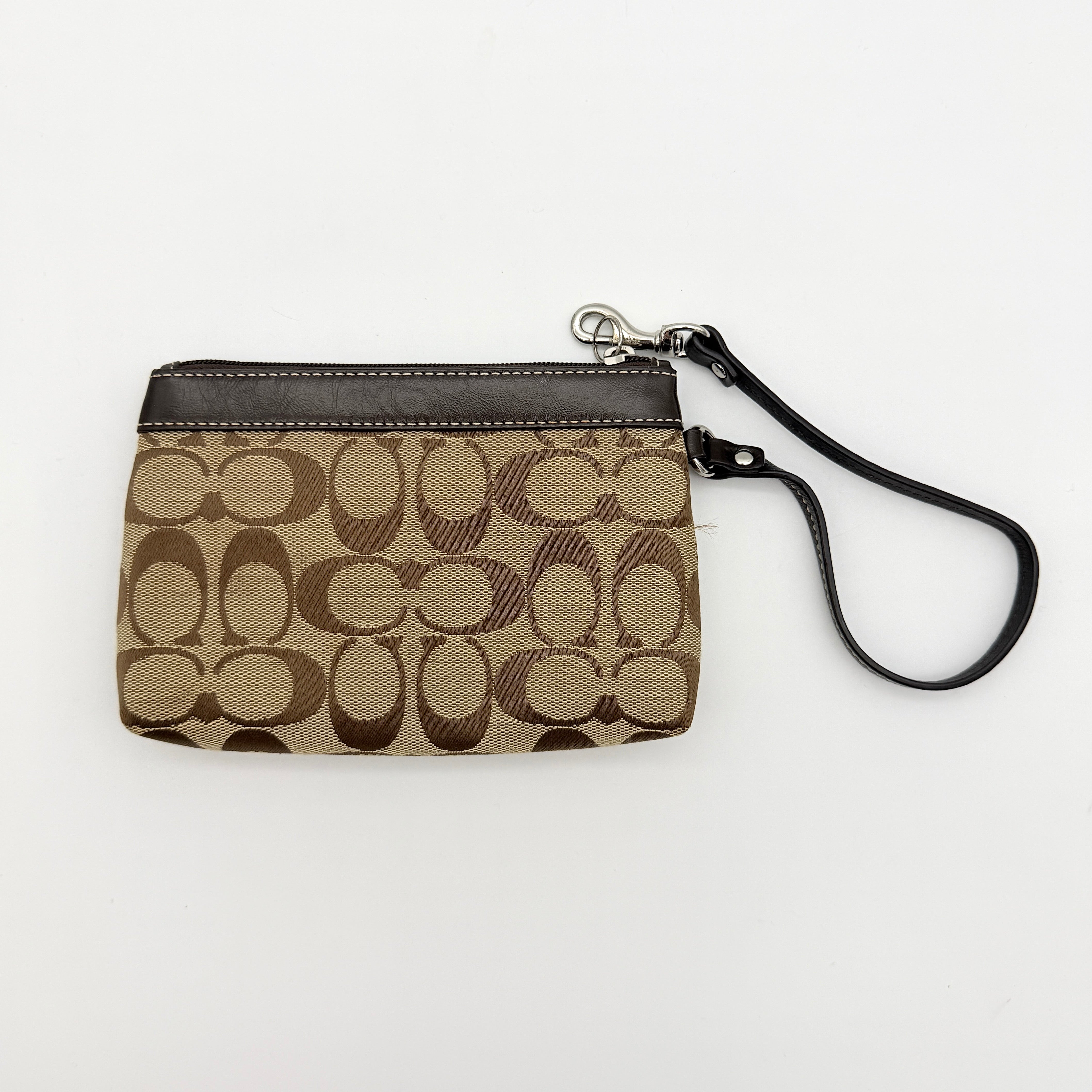 Coach Signature Pleated Wristlet Brown/Beige