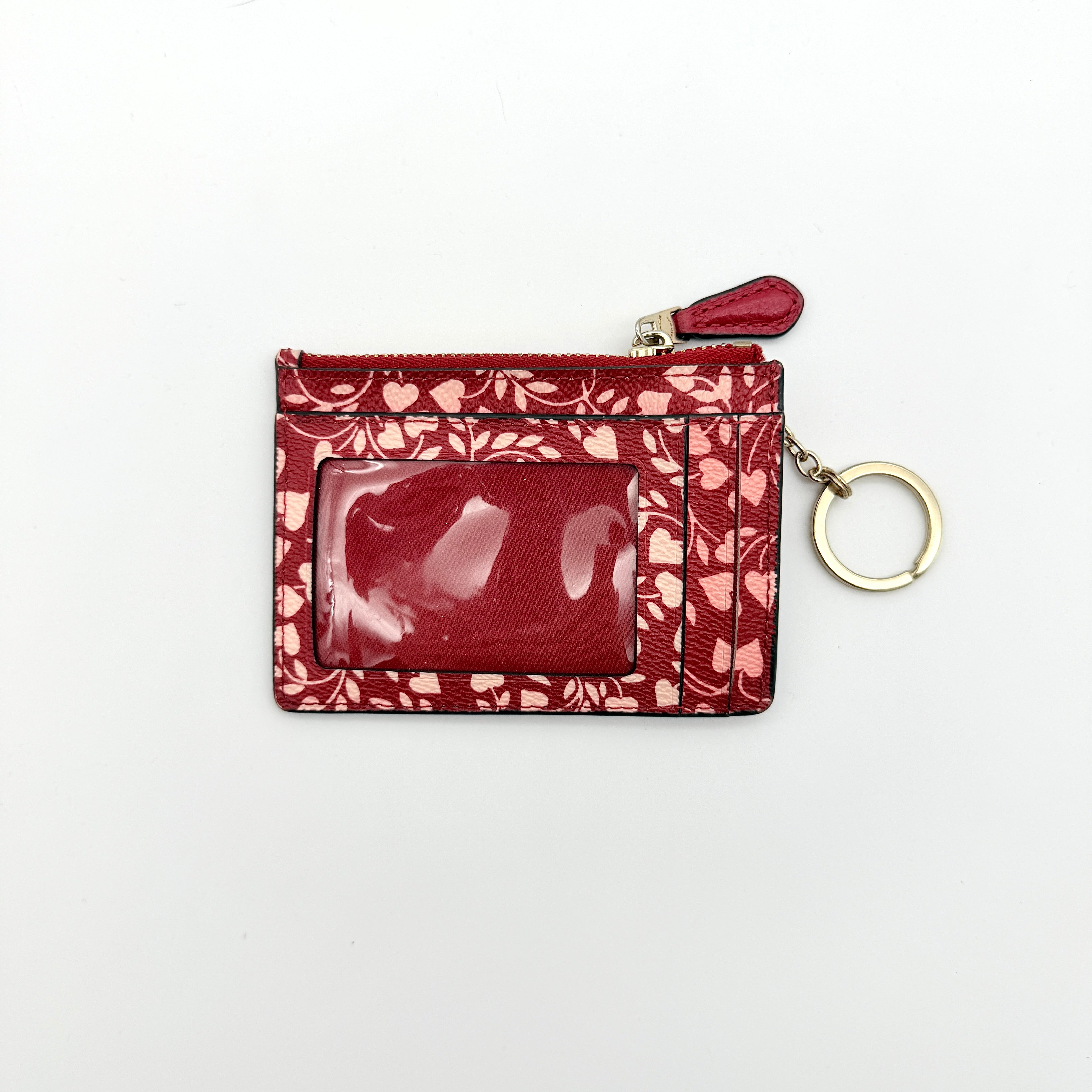 Coach Heart Mini Skinny ID Key Cardholder Red