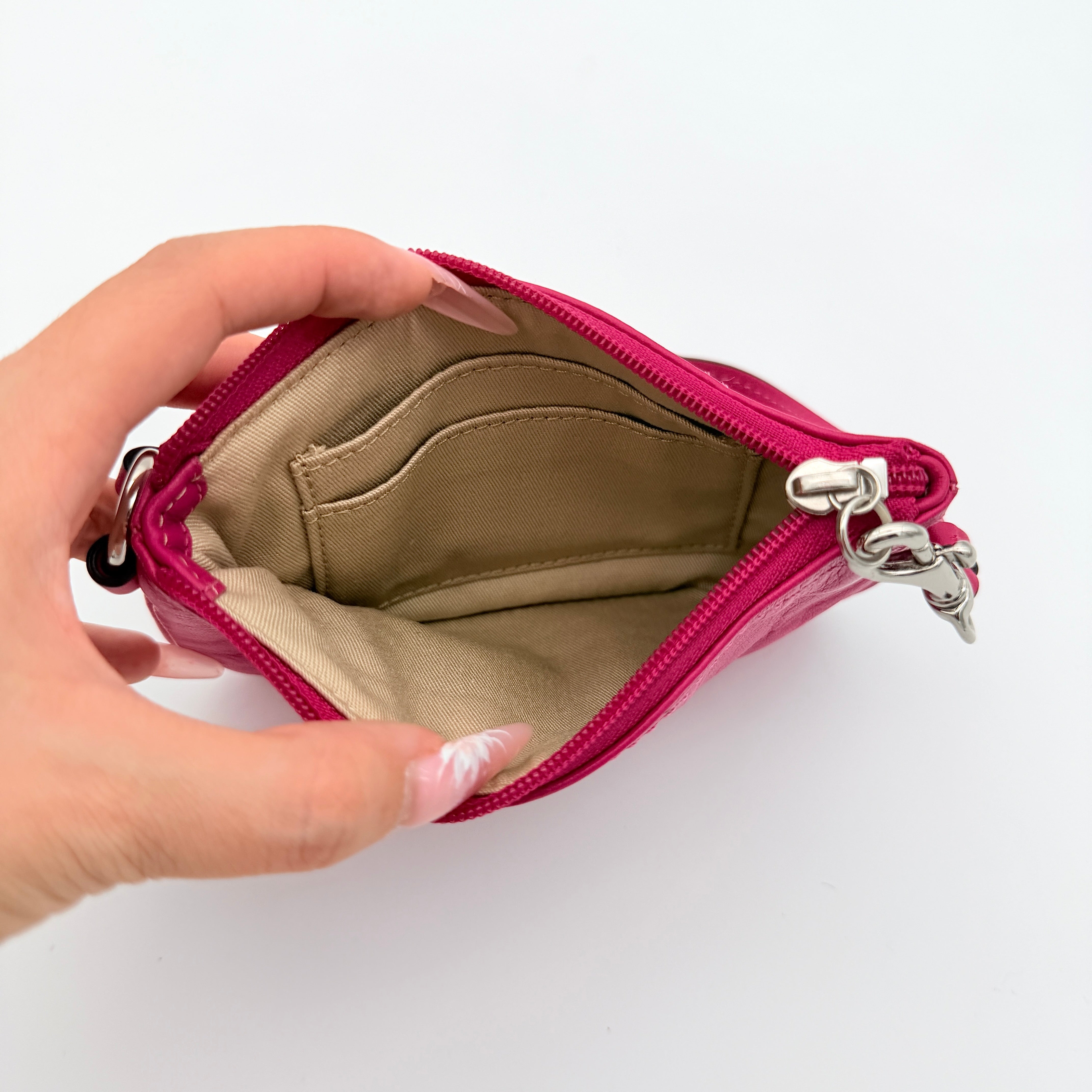 Coach Leather Wristlet Fuchsia Pink