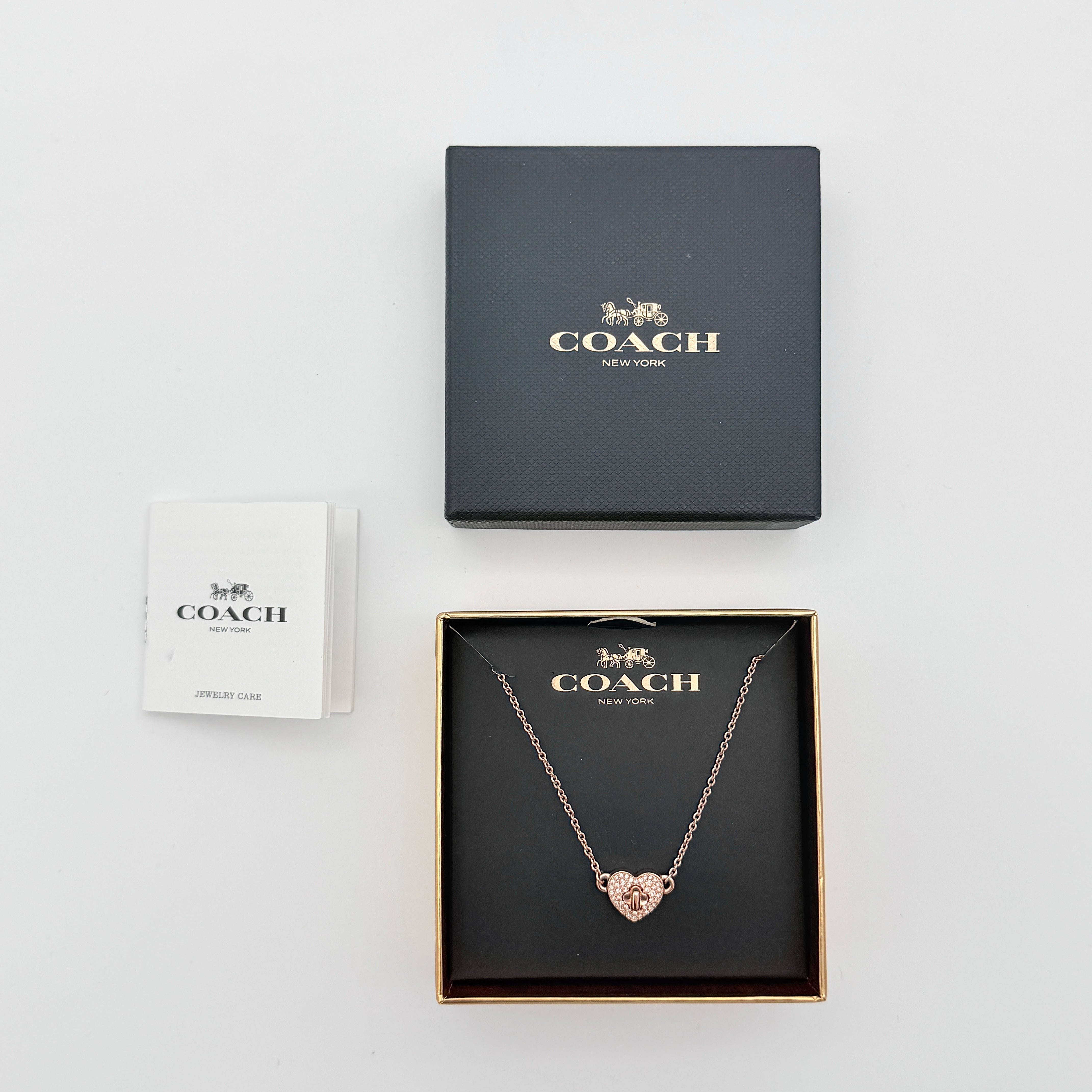 Coach Twinkling Heart Necklace Rose Gold