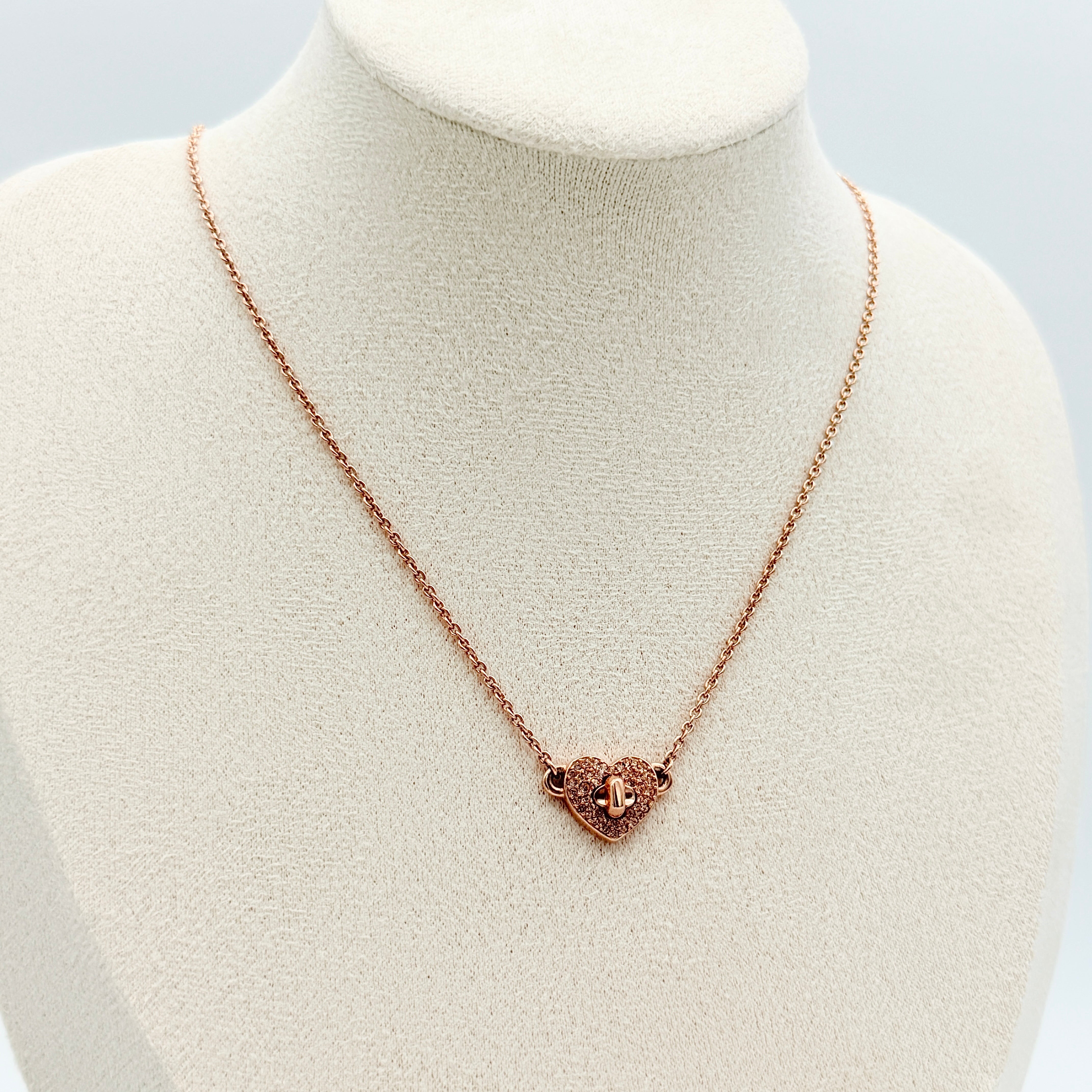 Coach Twinkling Heart Necklace Rose Gold