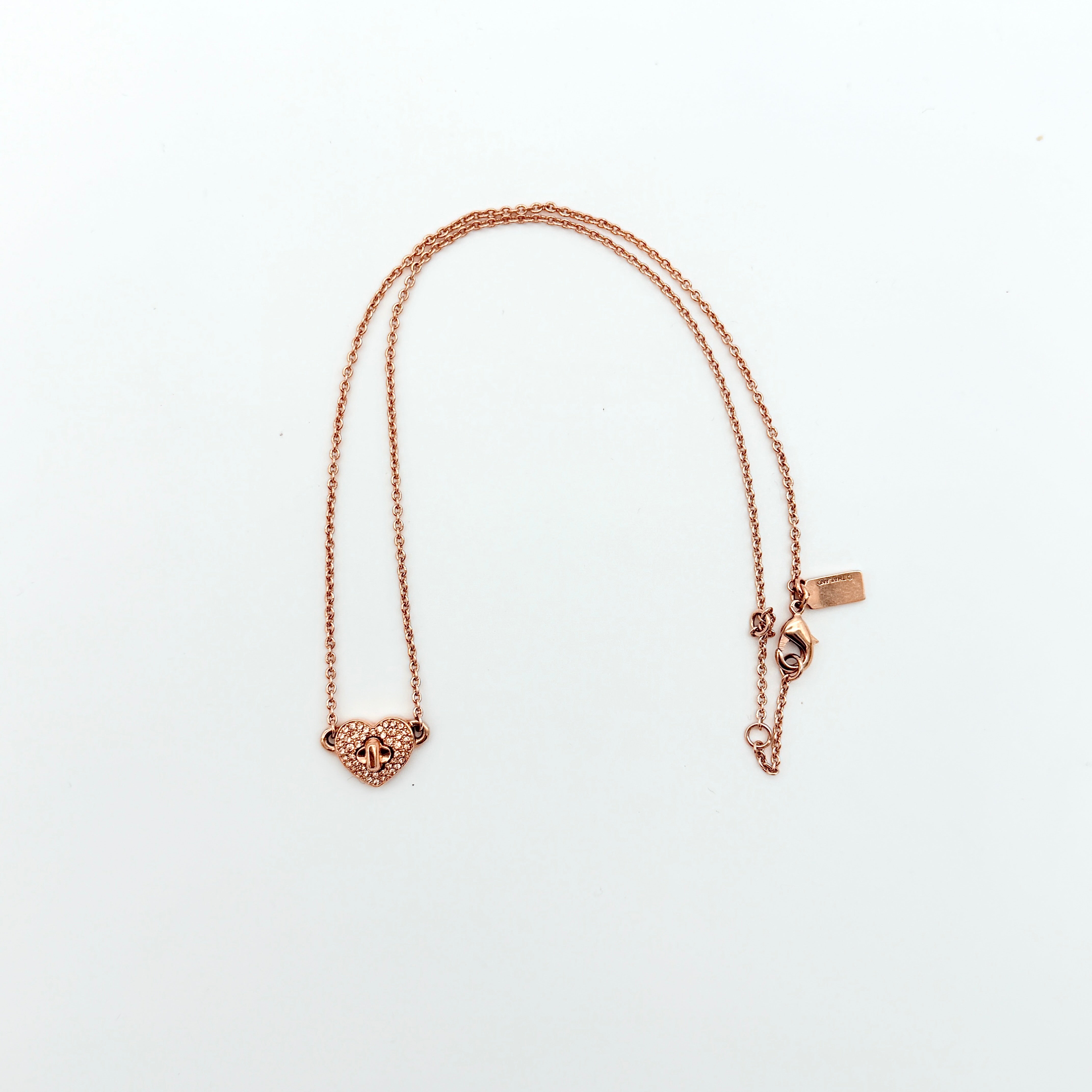 Coach Twinkling Heart Necklace Rose Gold