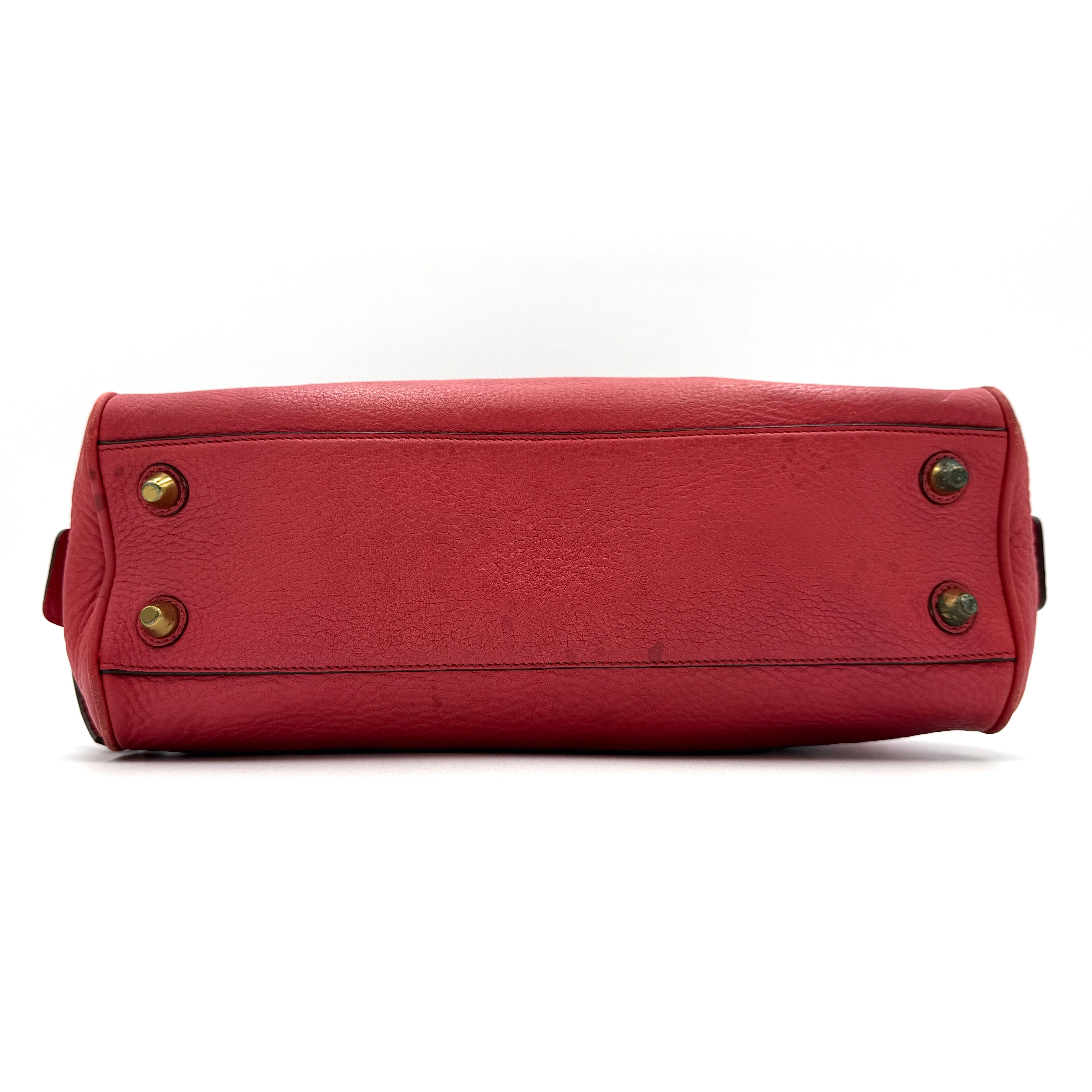 Coach Hamilton Pebble Leather Satchel Bag Red