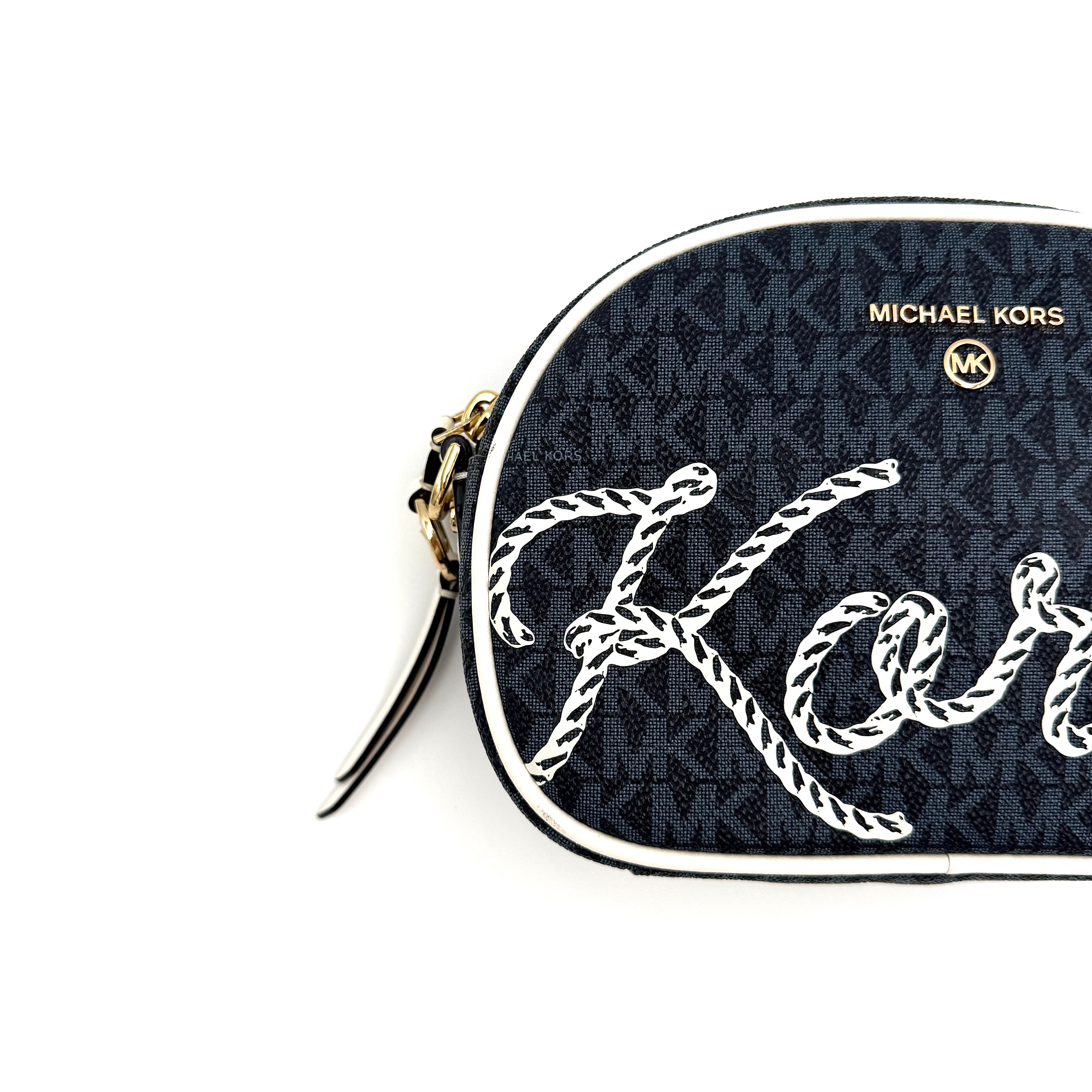 Michael Kors Jet Set Charm Oval Camera Crossbody Bag Navy Blue
