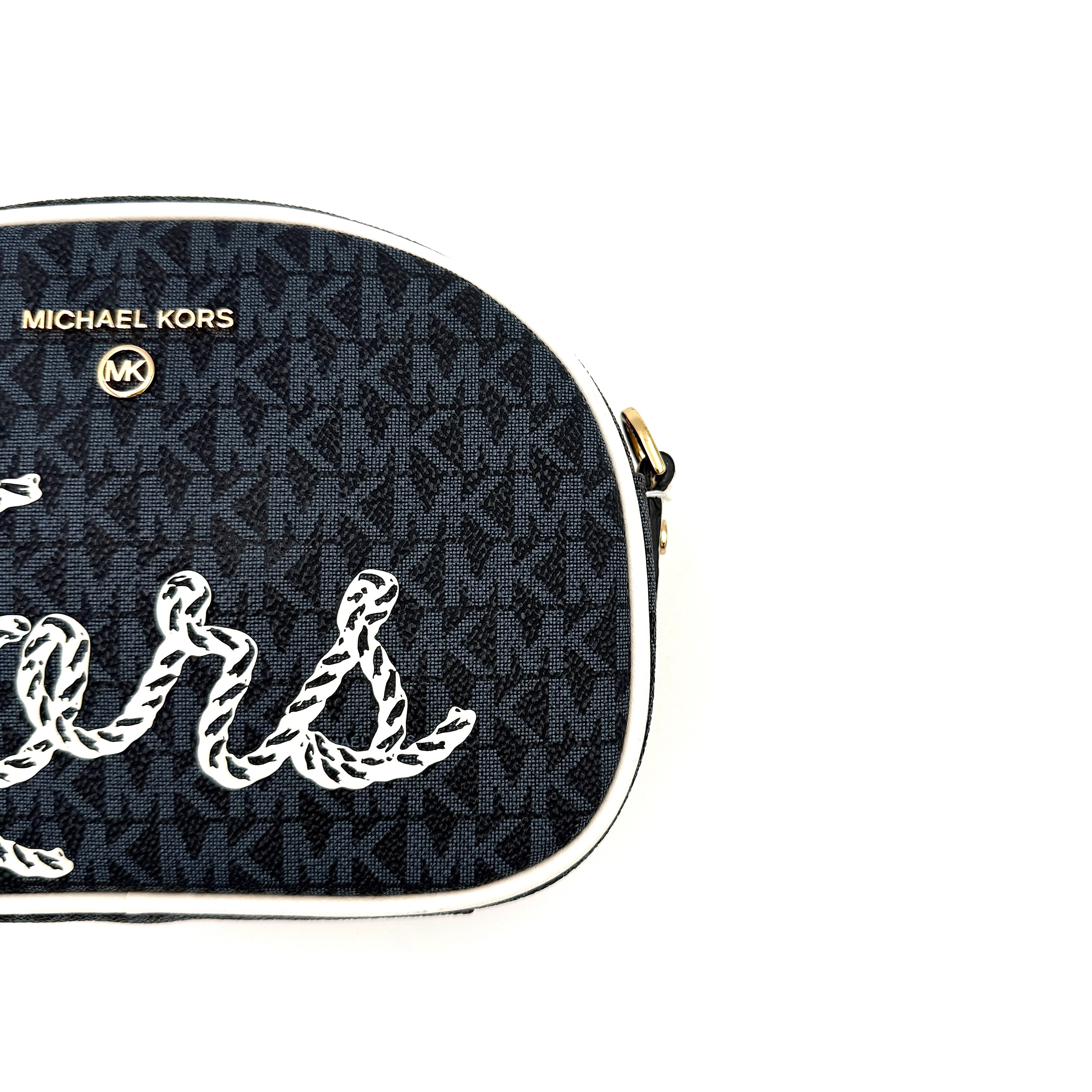 Michael Kors Jet Set Charm Oval Camera Crossbody Bag Navy Blue
