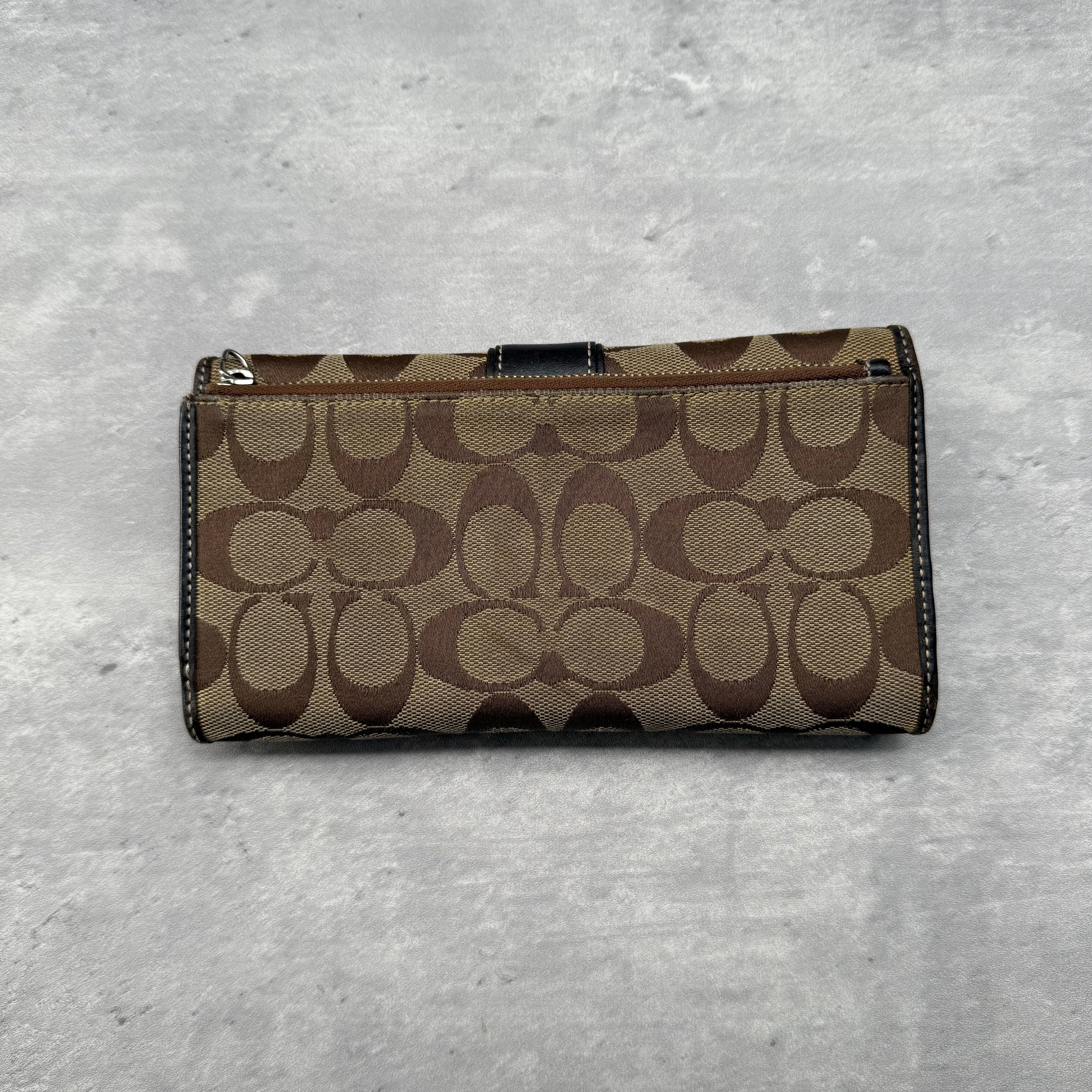 Coach Signature Canvas Long Wallet Beige