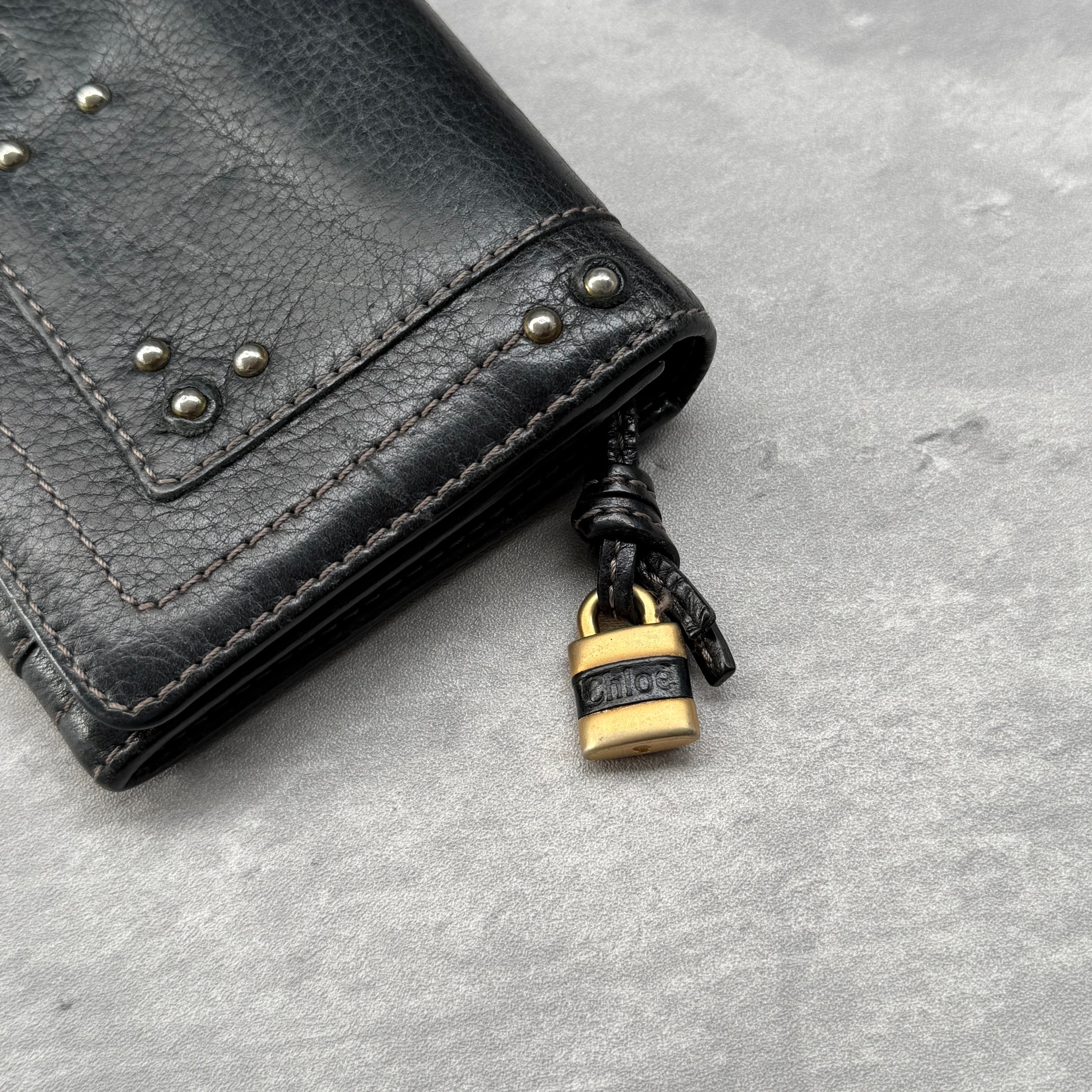 Chloe Paddington Long Leather Wallet Black