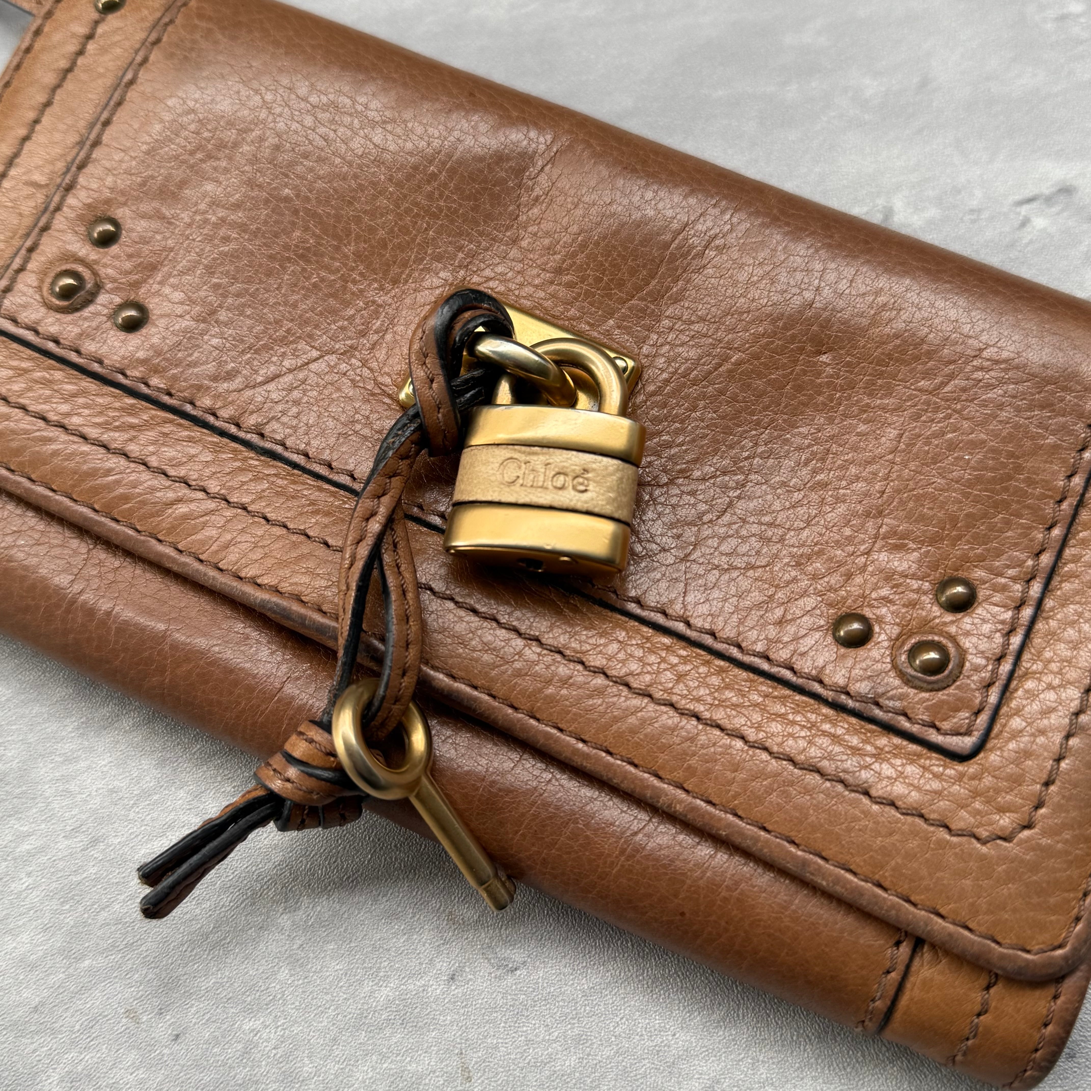 Chloe Paddington Long Leather Wallet Brown