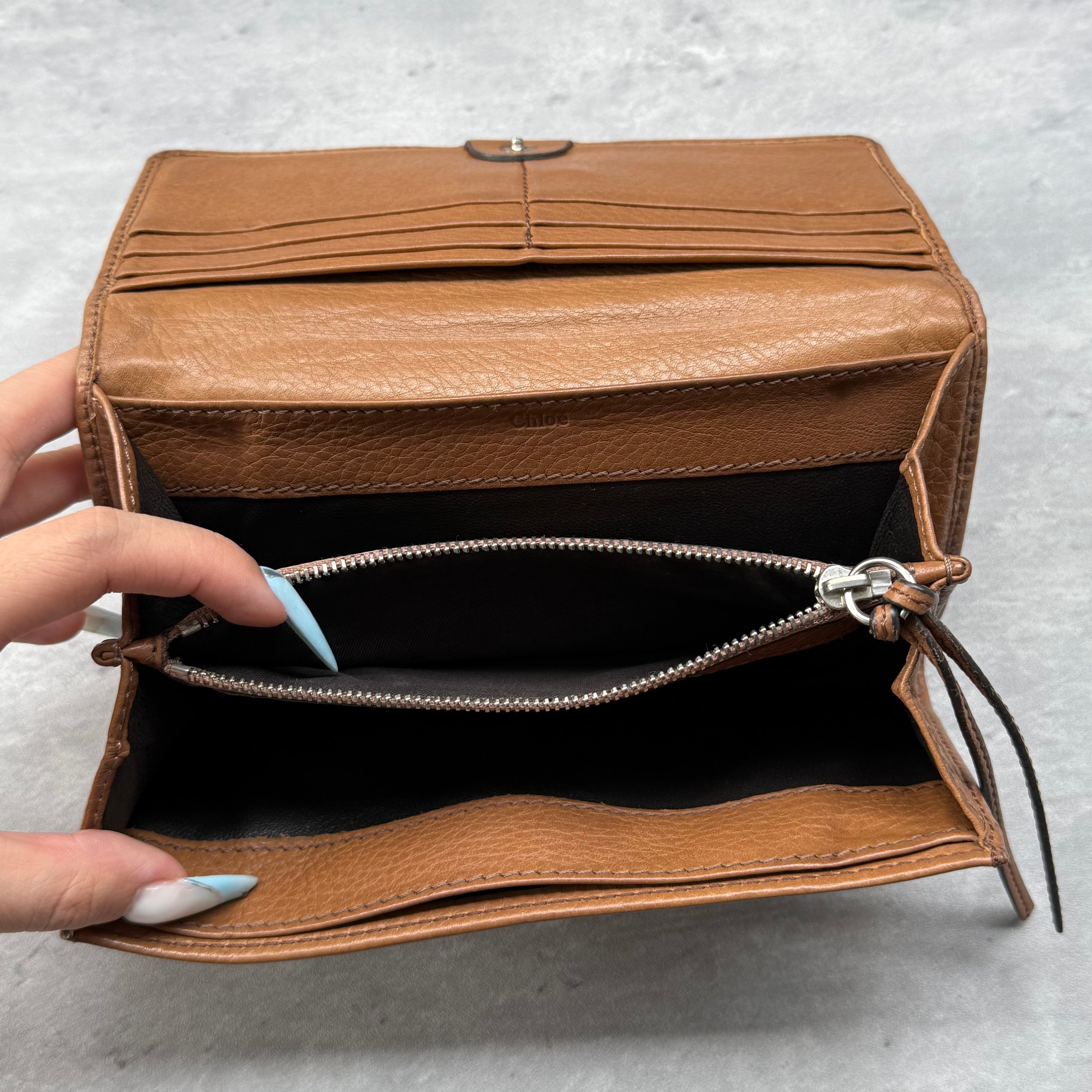 Chloe Paddington Long Leather Wallet Brown