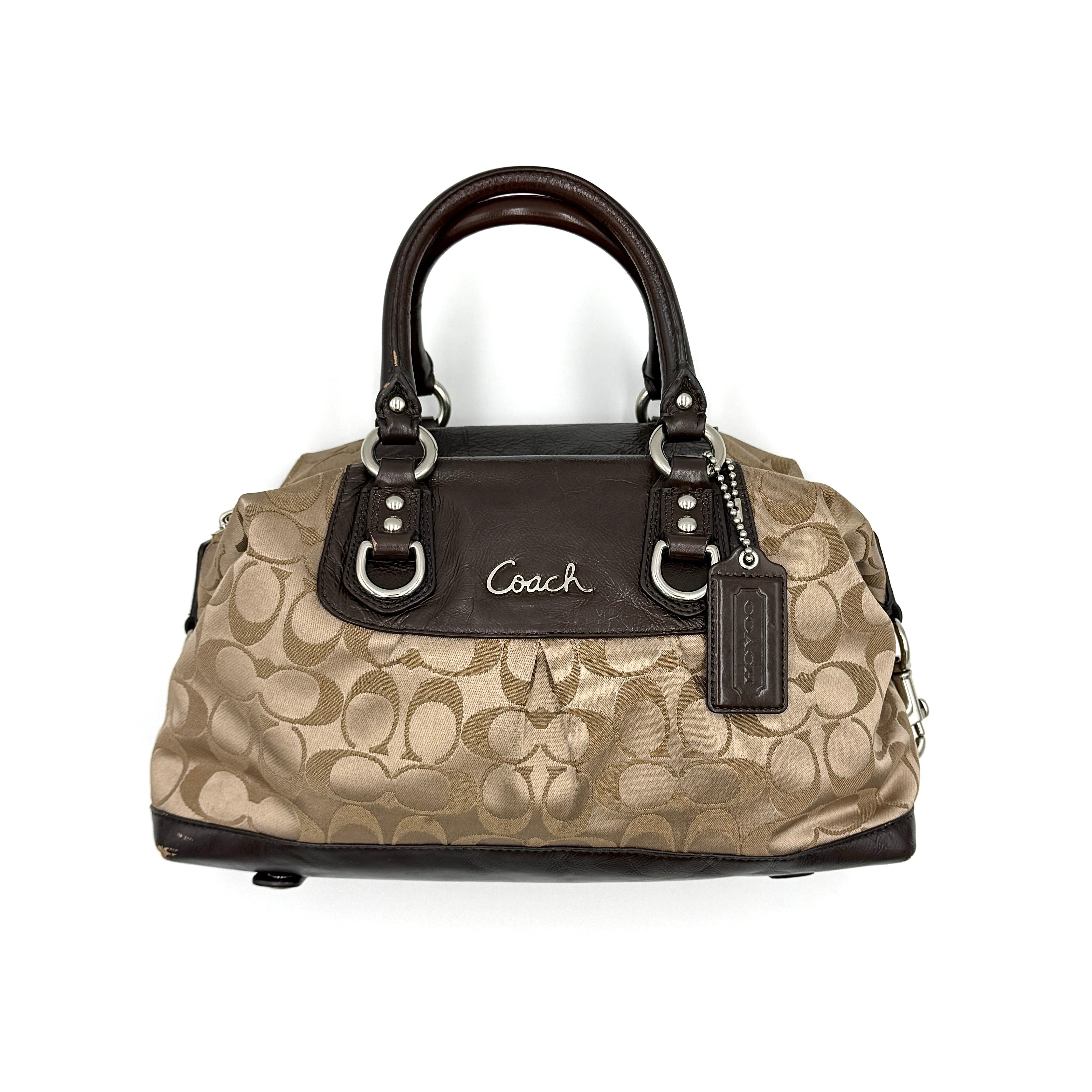 Coach 2Way Signature Ashley Sateen Handbag Brown/Beige