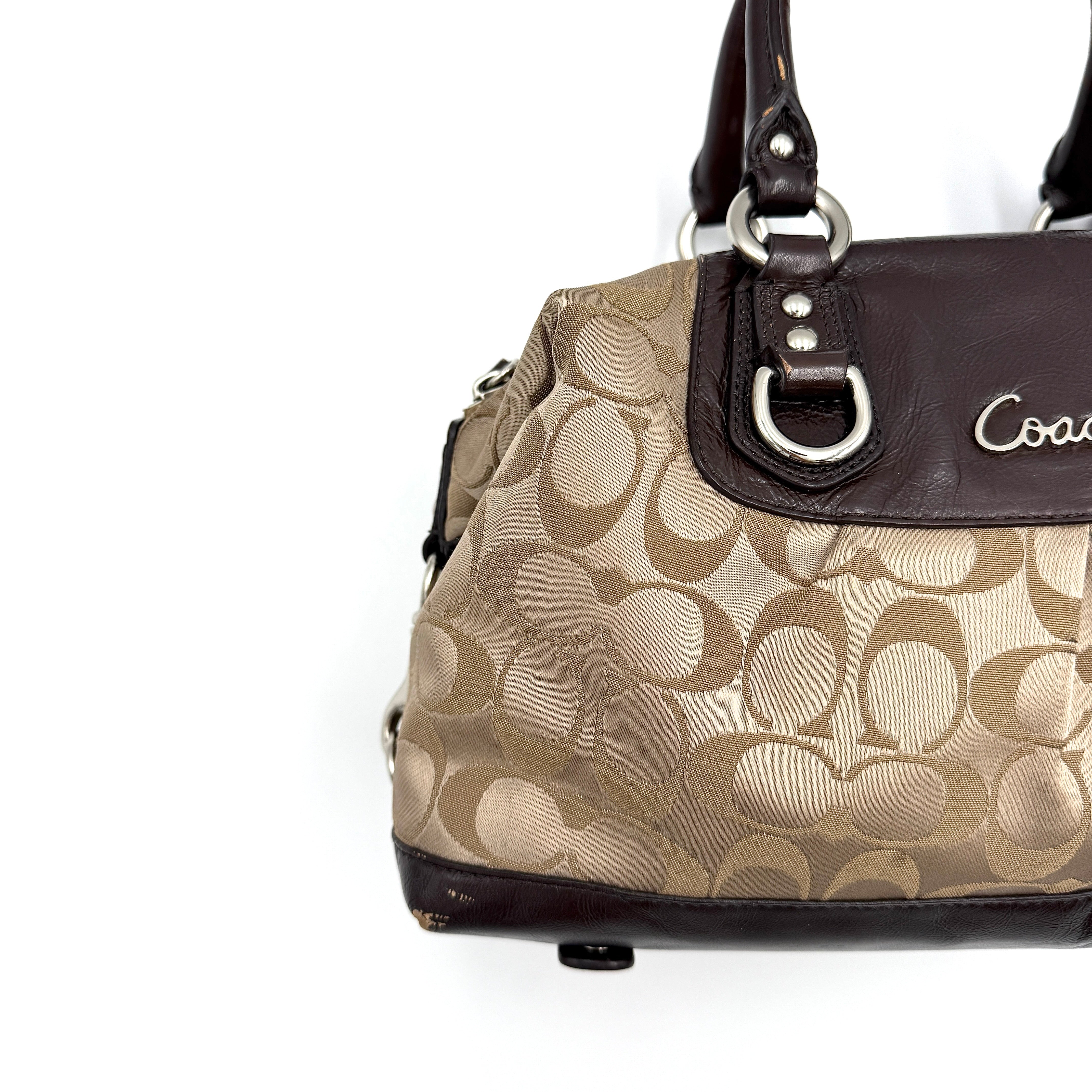 Coach 2Way Signature Ashley Sateen Handbag Brown/Beige