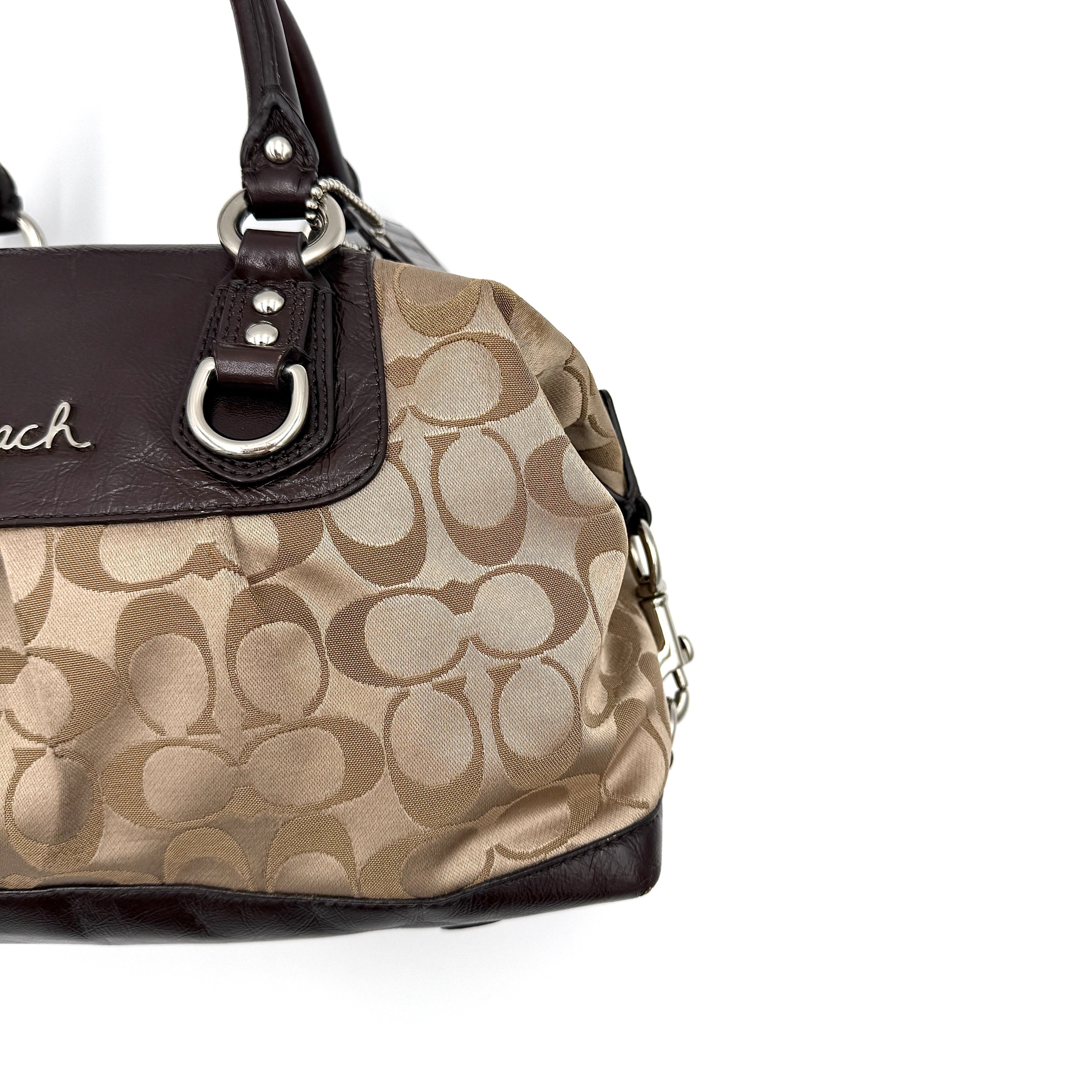 Coach 2Way Signature Ashley Sateen Handbag Brown/Beige