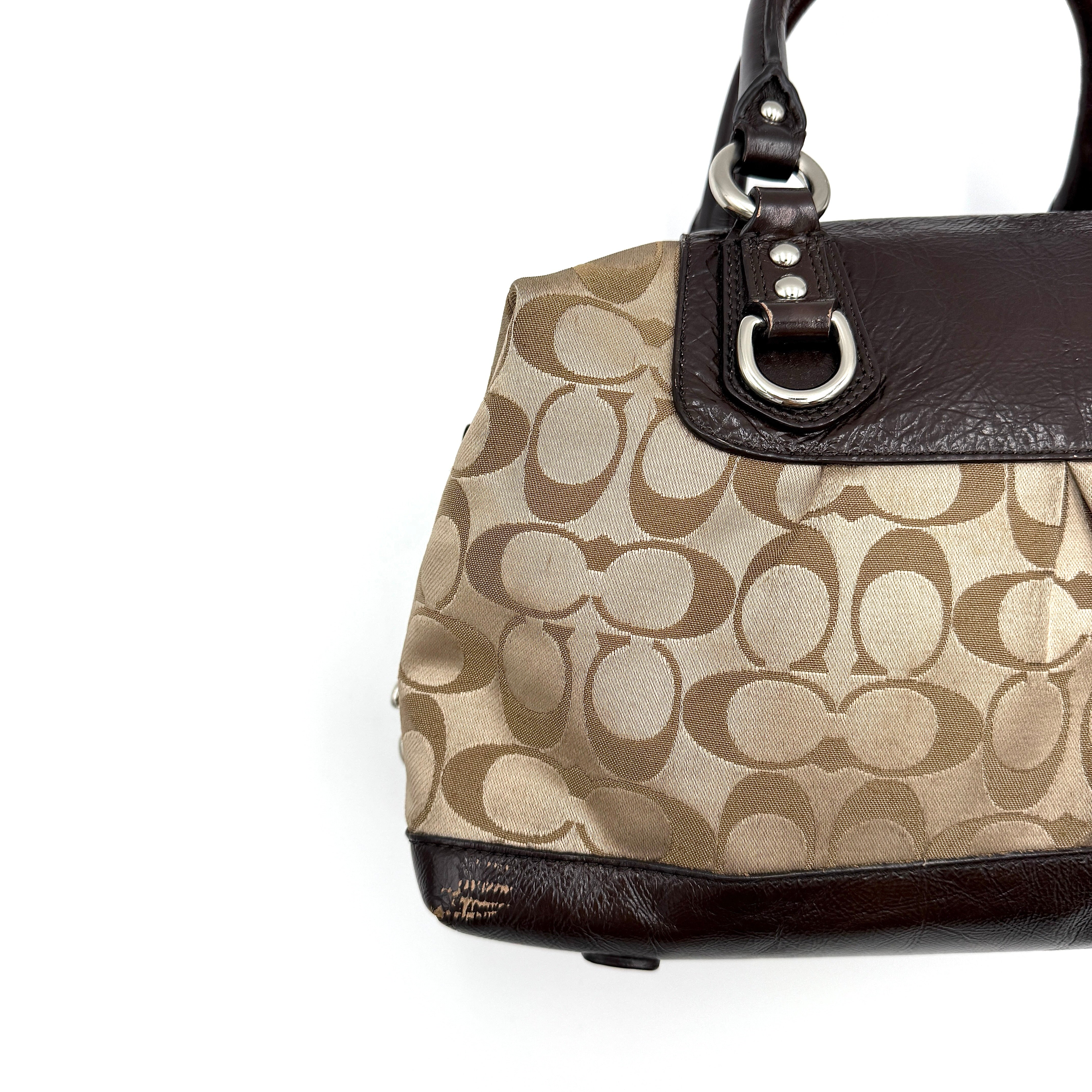 Coach 2Way Signature Ashley Sateen Handbag Brown/Beige