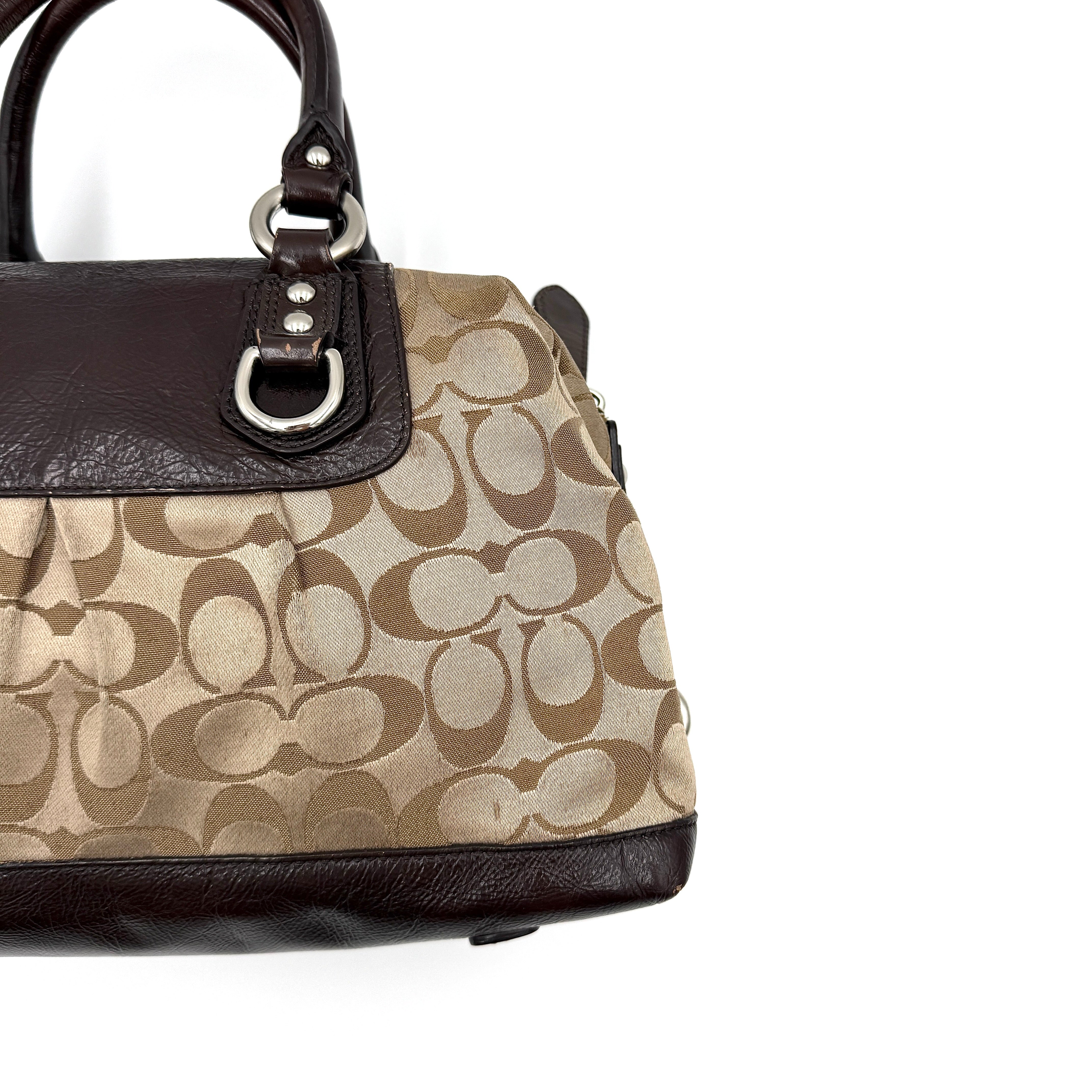 Coach 2Way Signature Ashley Sateen Handbag Brown/Beige