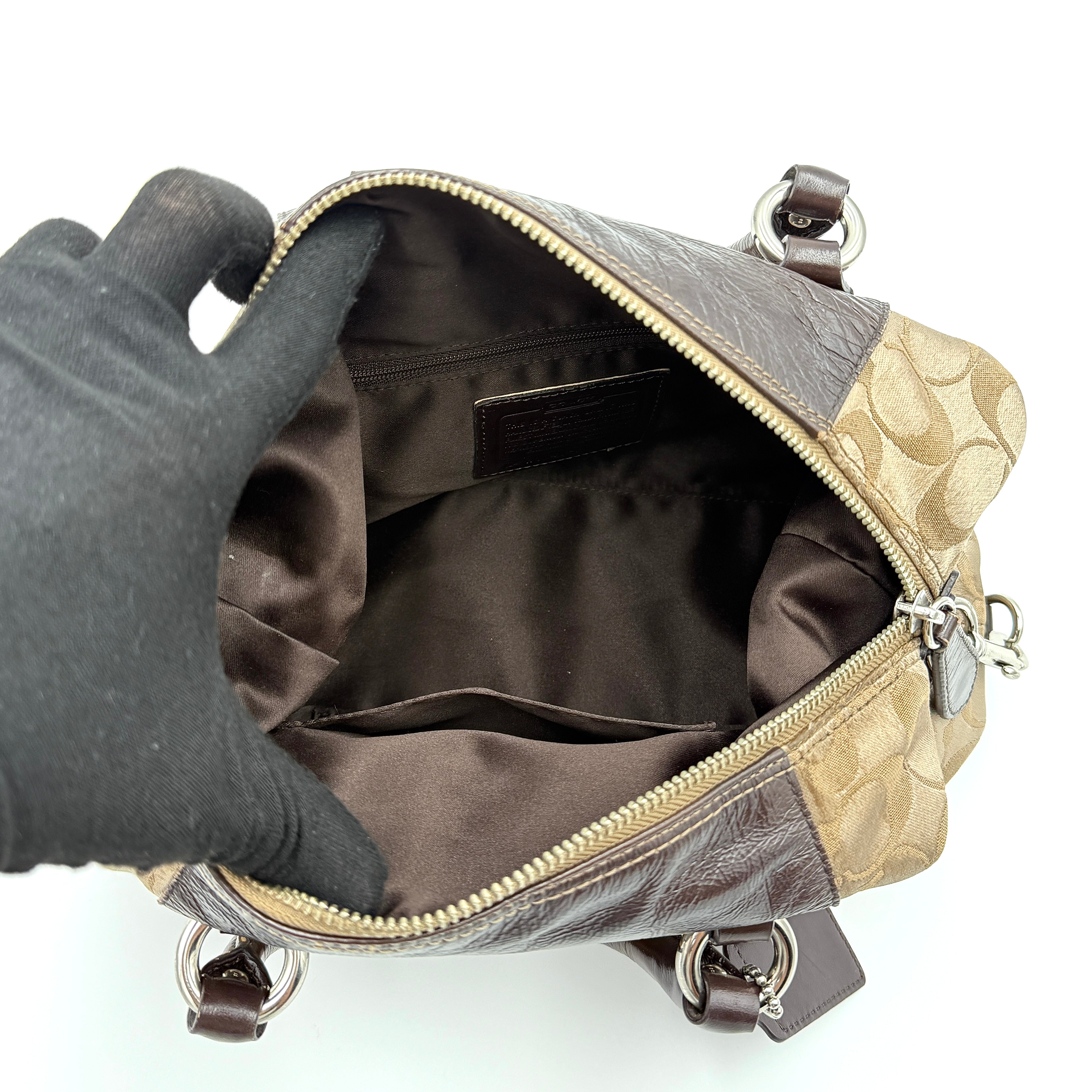 Coach 2Way Signature Ashley Sateen Handbag Brown/Beige