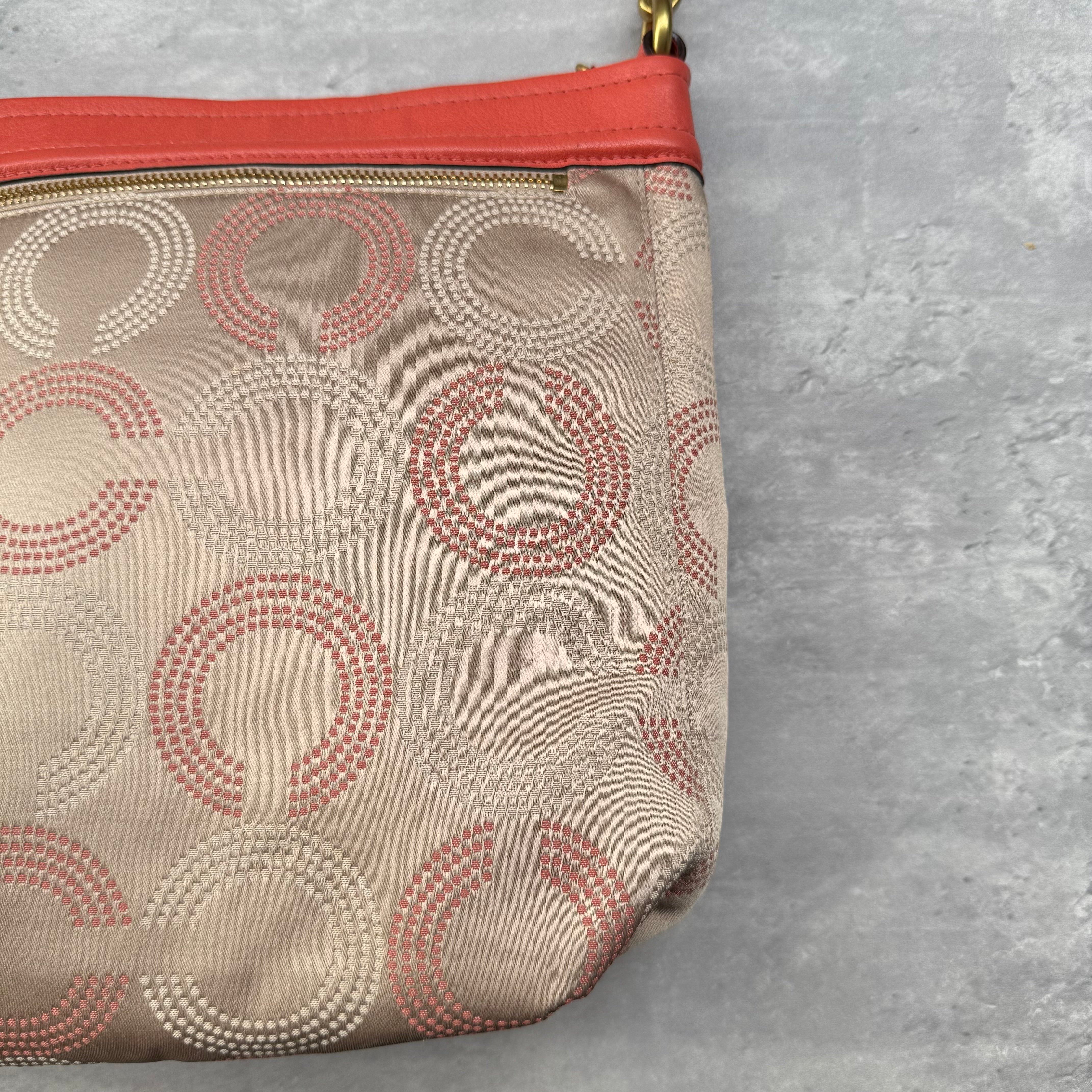 Coach Ashley Dotted Op Art Hippie Handbag Beige/Pink