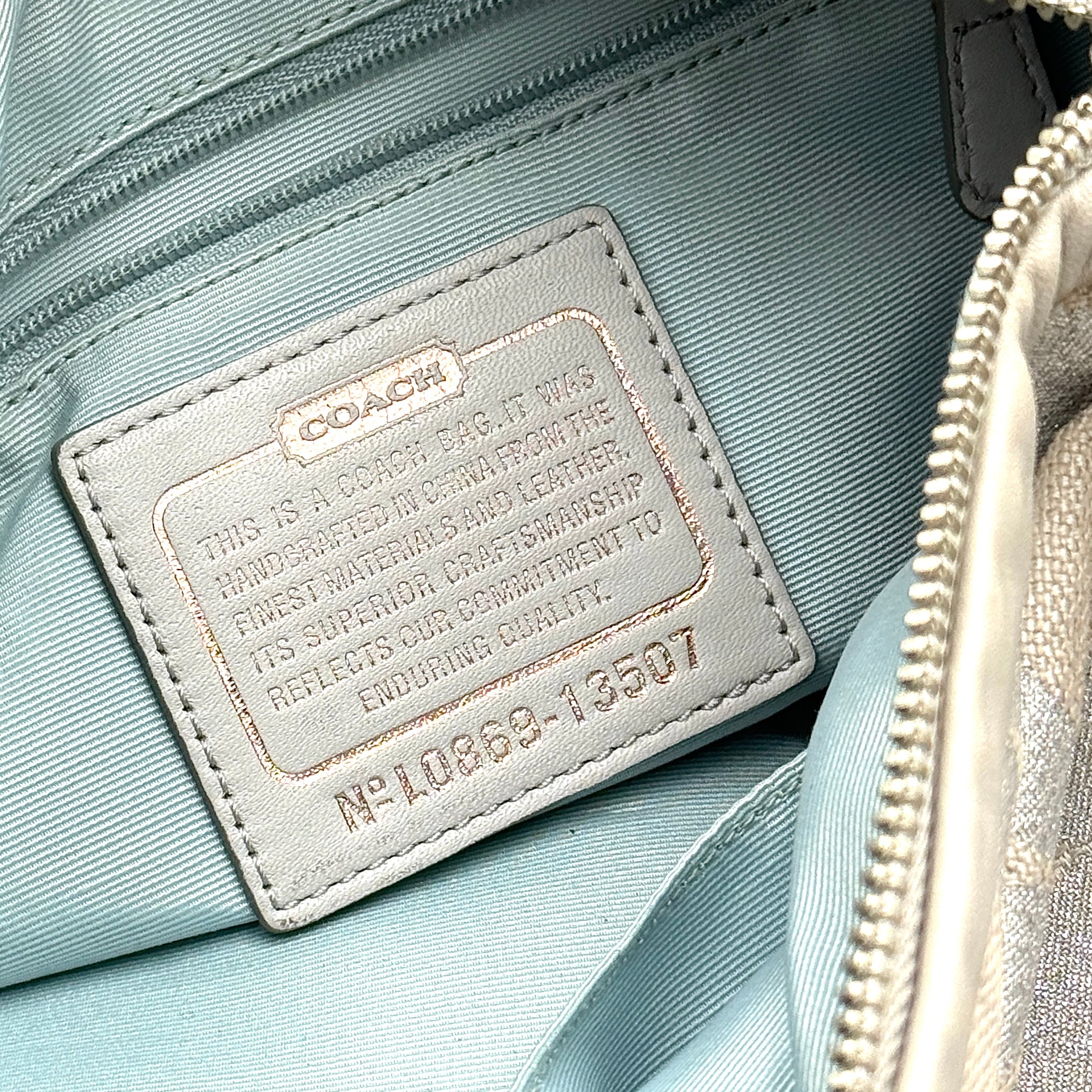 Coach Signature Parker Op Art Shoulder Bag Metallic Silver