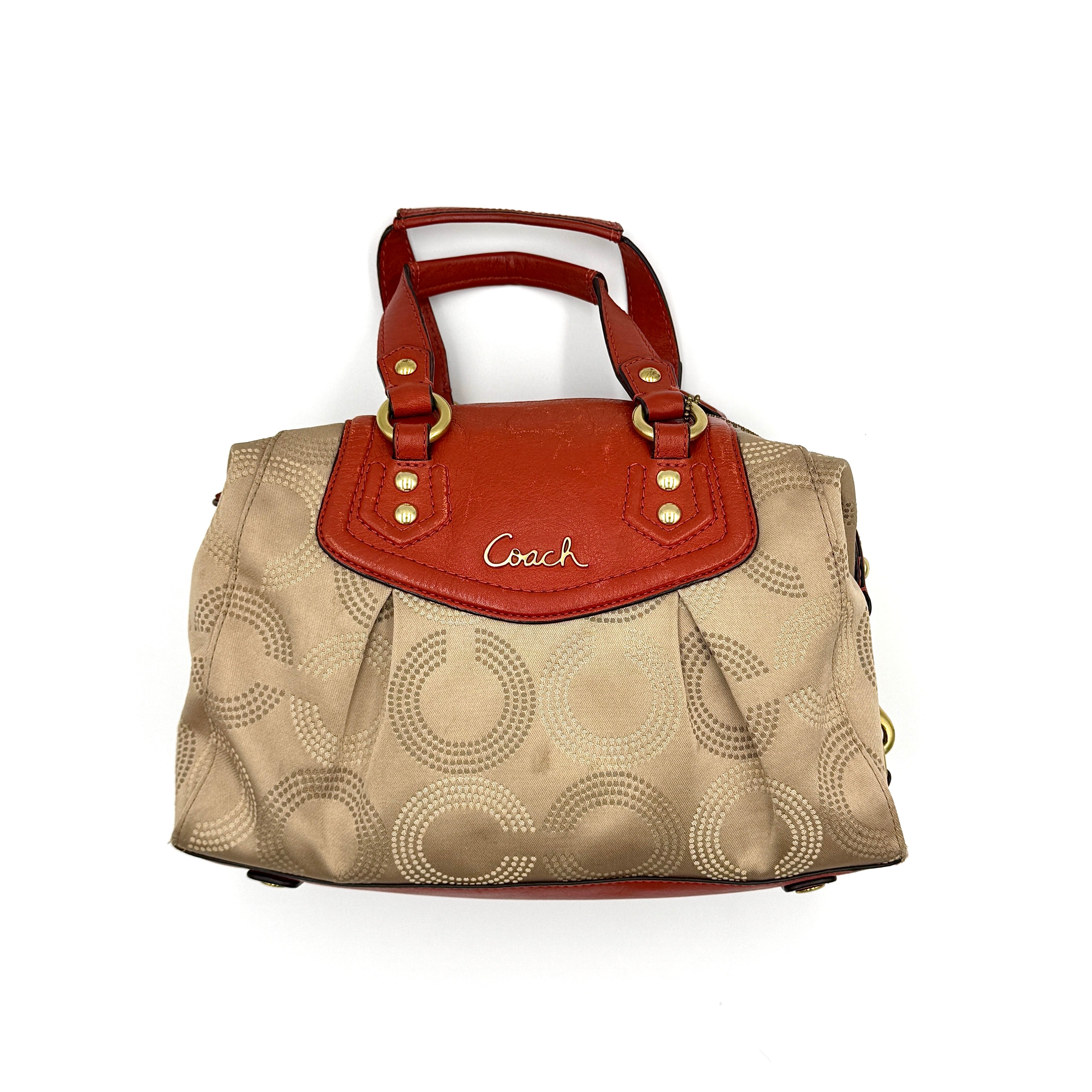 Coach Ashley Dotted Op Art Handbag Orange/Beige