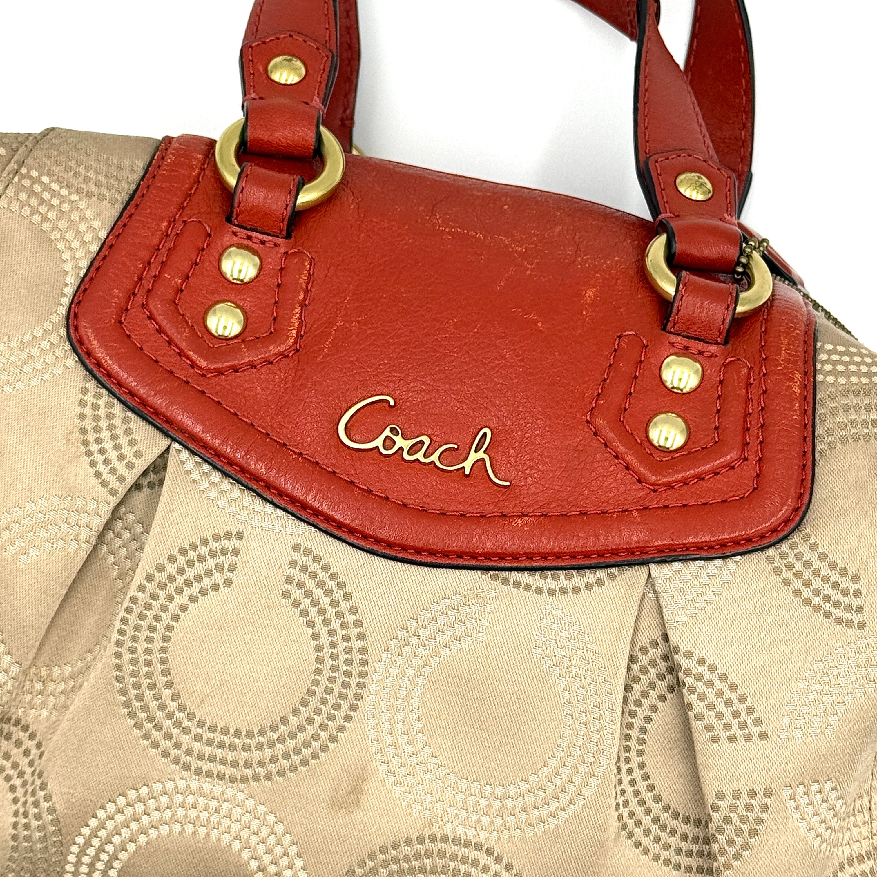 Coach Ashley Dotted Op Art Handbag Orange/Beige