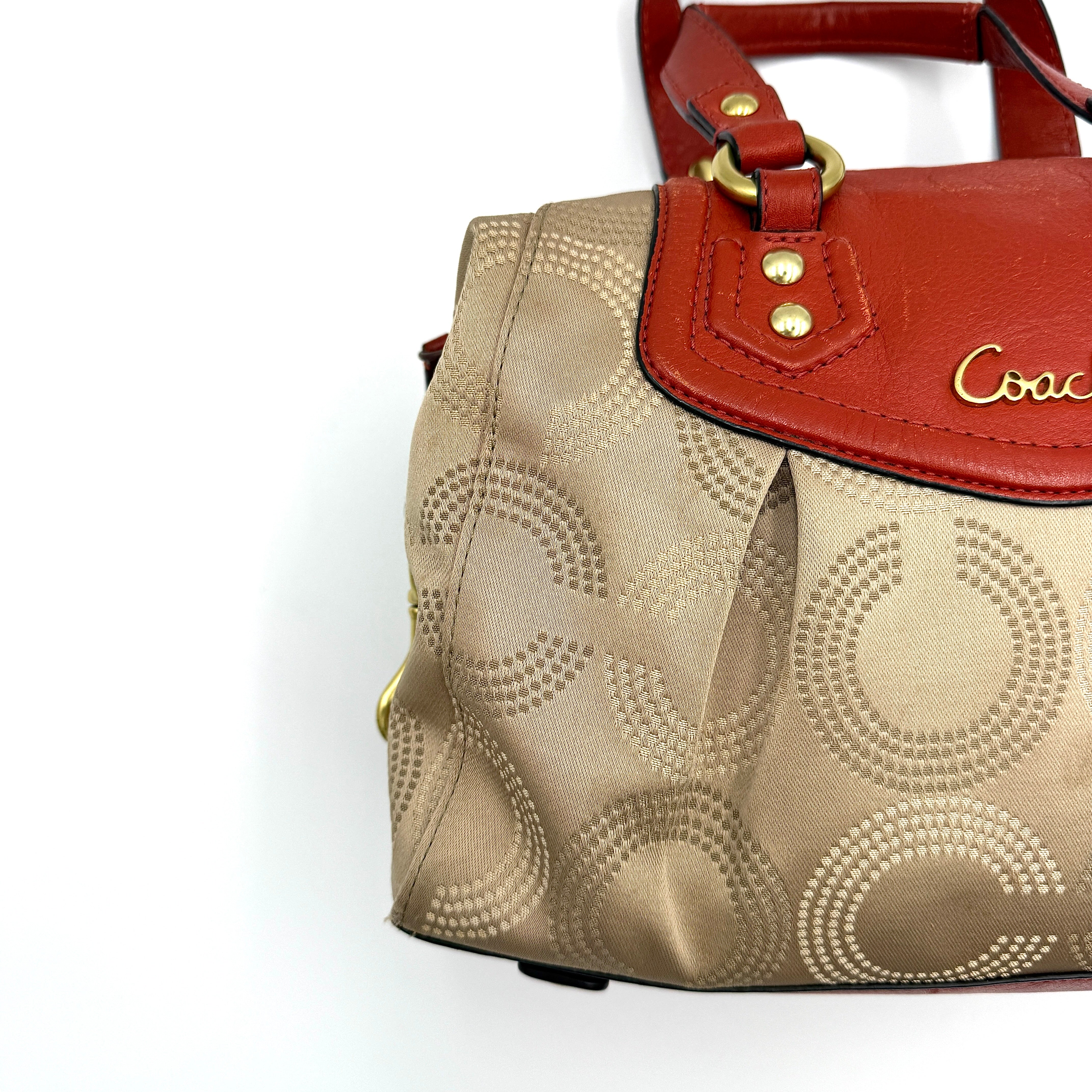 Coach Ashley Dotted Op Art Handbag Orange/Beige