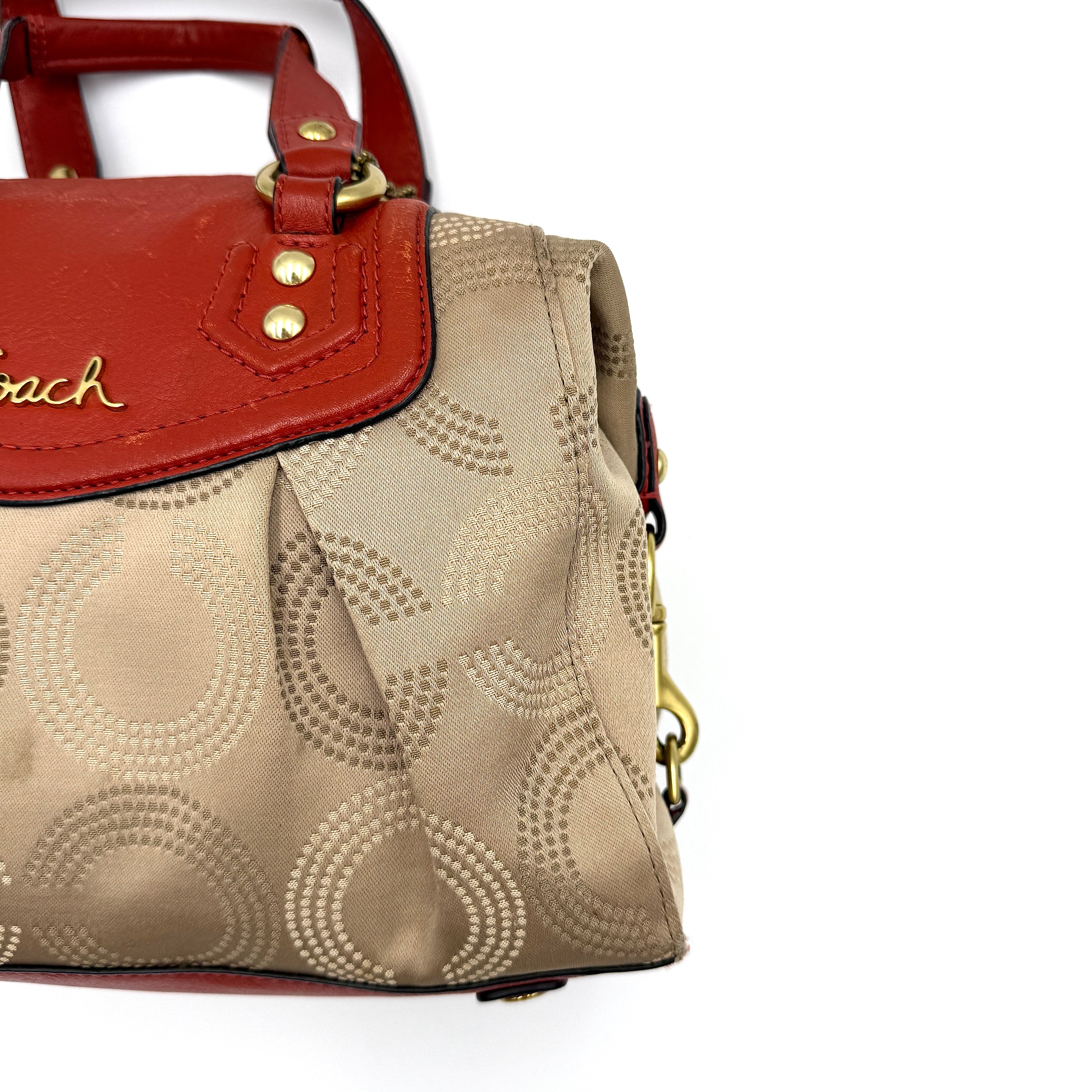 Coach Ashley Dotted Op Art Handbag Orange/Beige