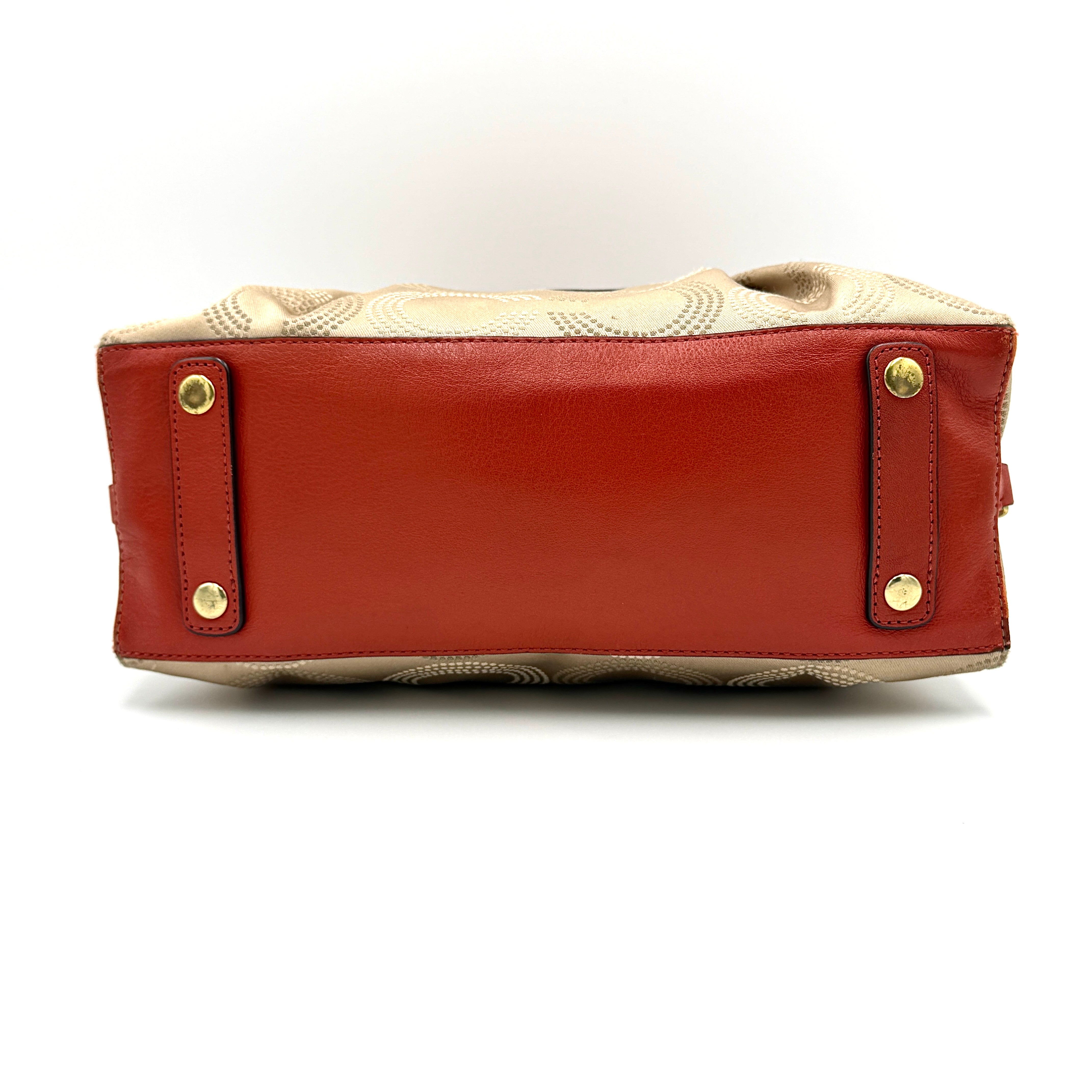 Coach Ashley Dotted Op Art Handbag Orange/Beige