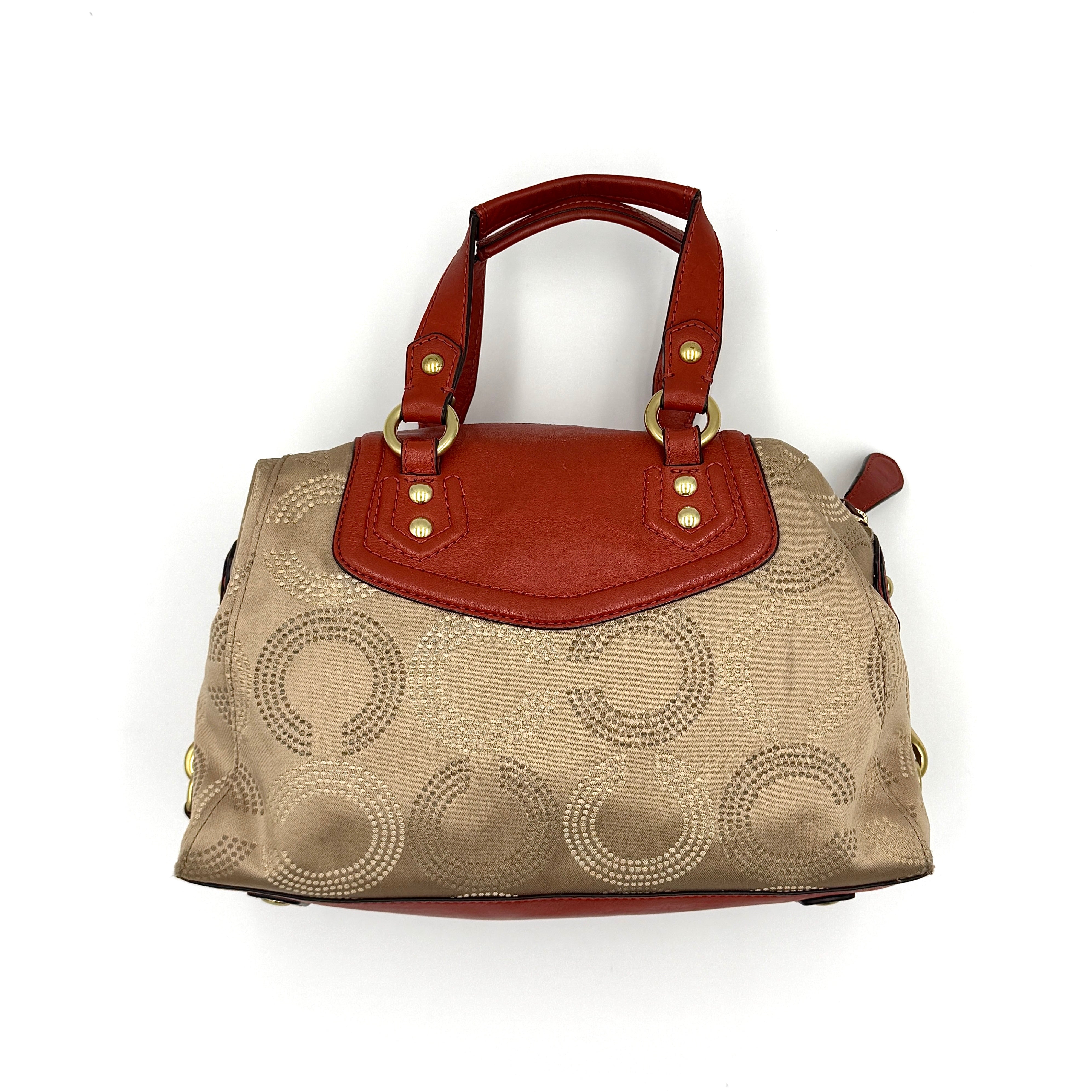 Coach Ashley Dotted Op Art Handbag Orange/Beige