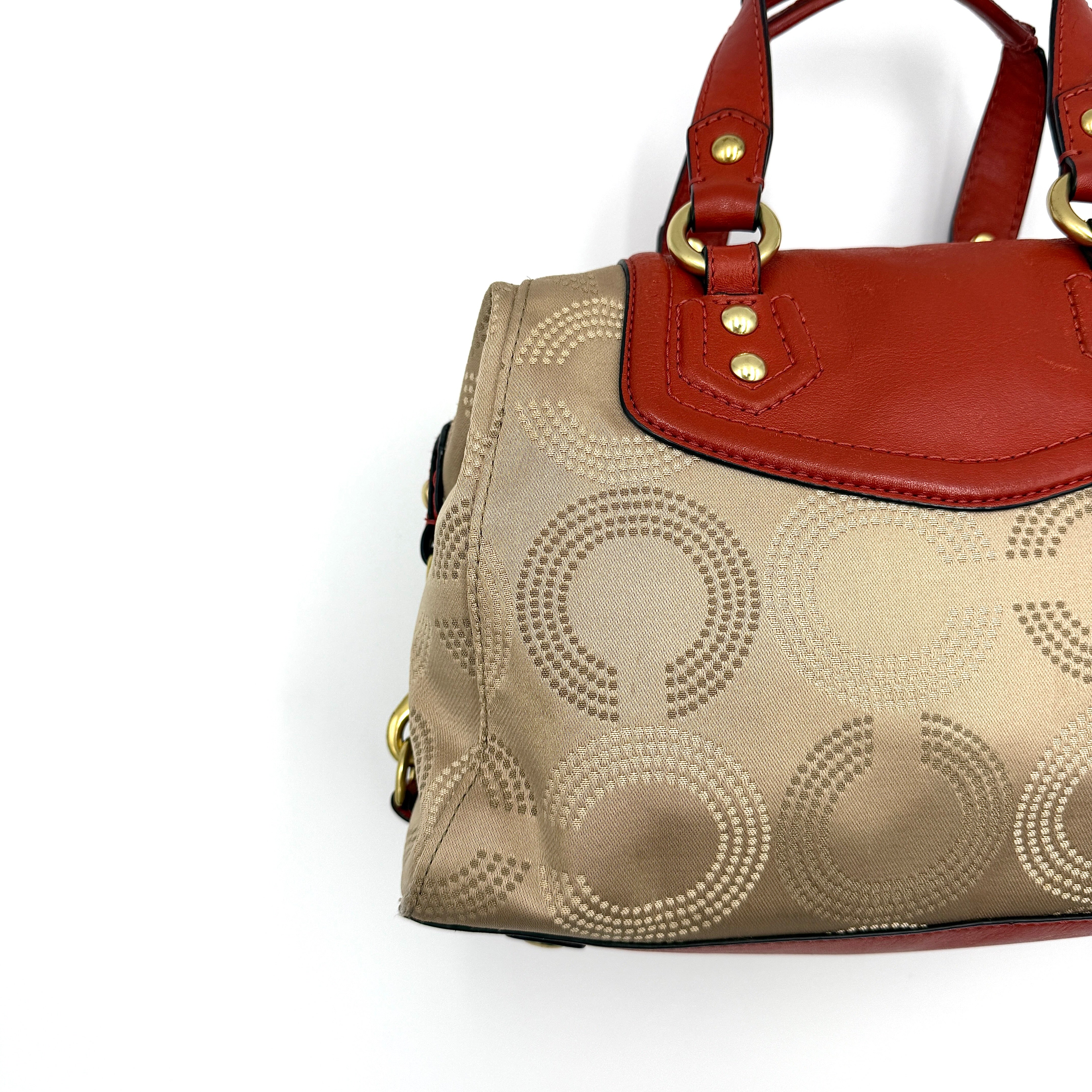 Coach Ashley Dotted Op Art Handbag Orange/Beige