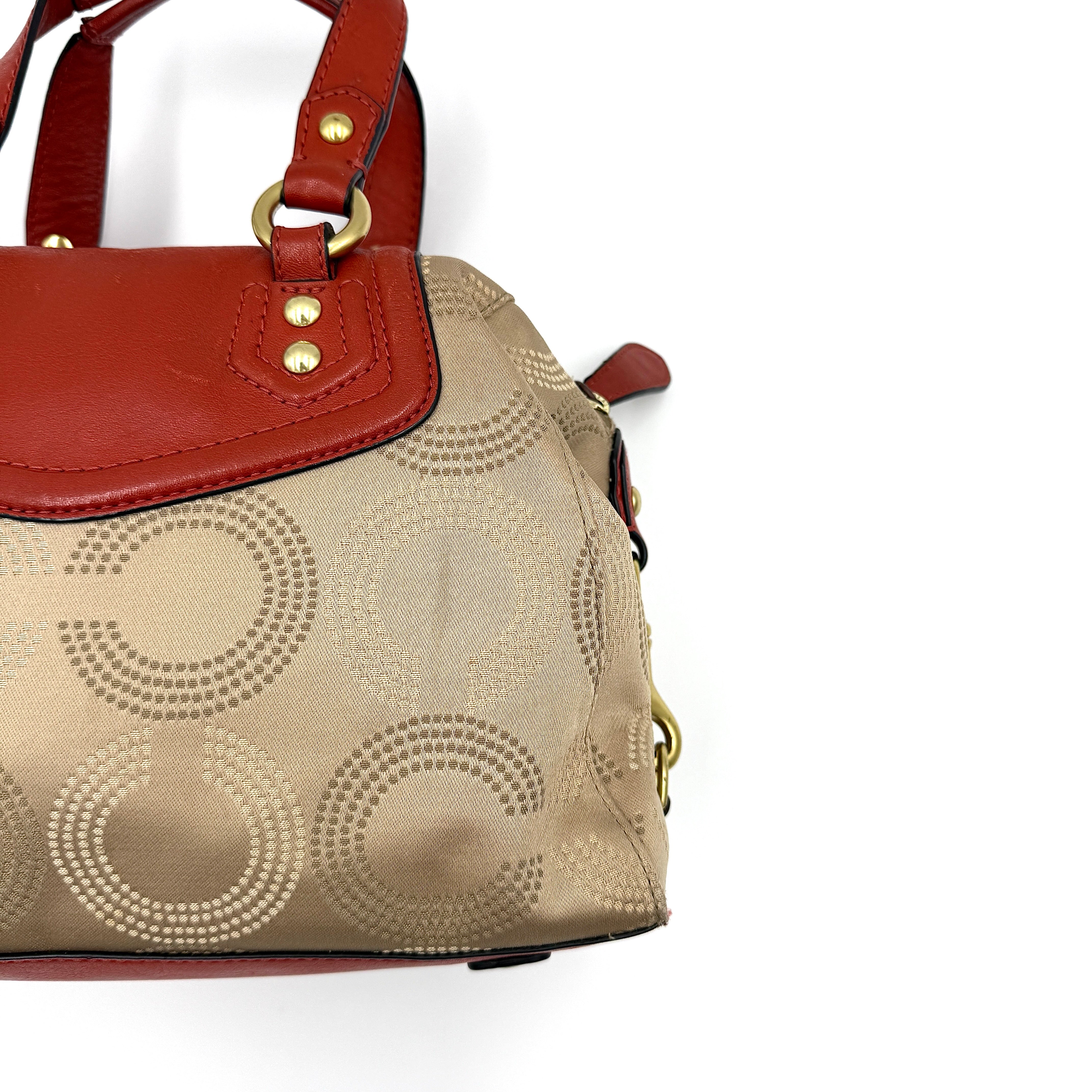 Coach Ashley Dotted Op Art Handbag Orange/Beige