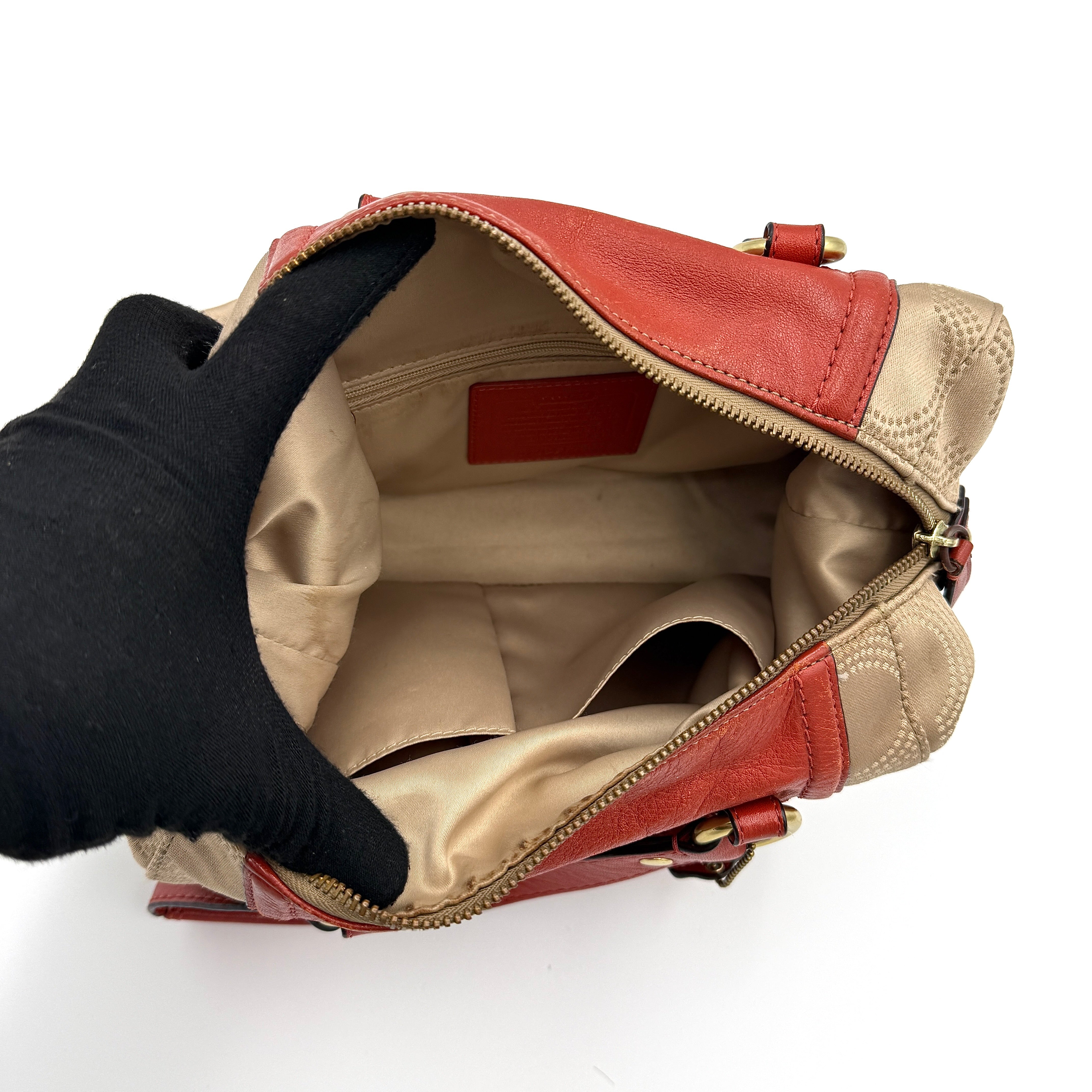 Coach Ashley Dotted Op Art Handbag Orange/Beige