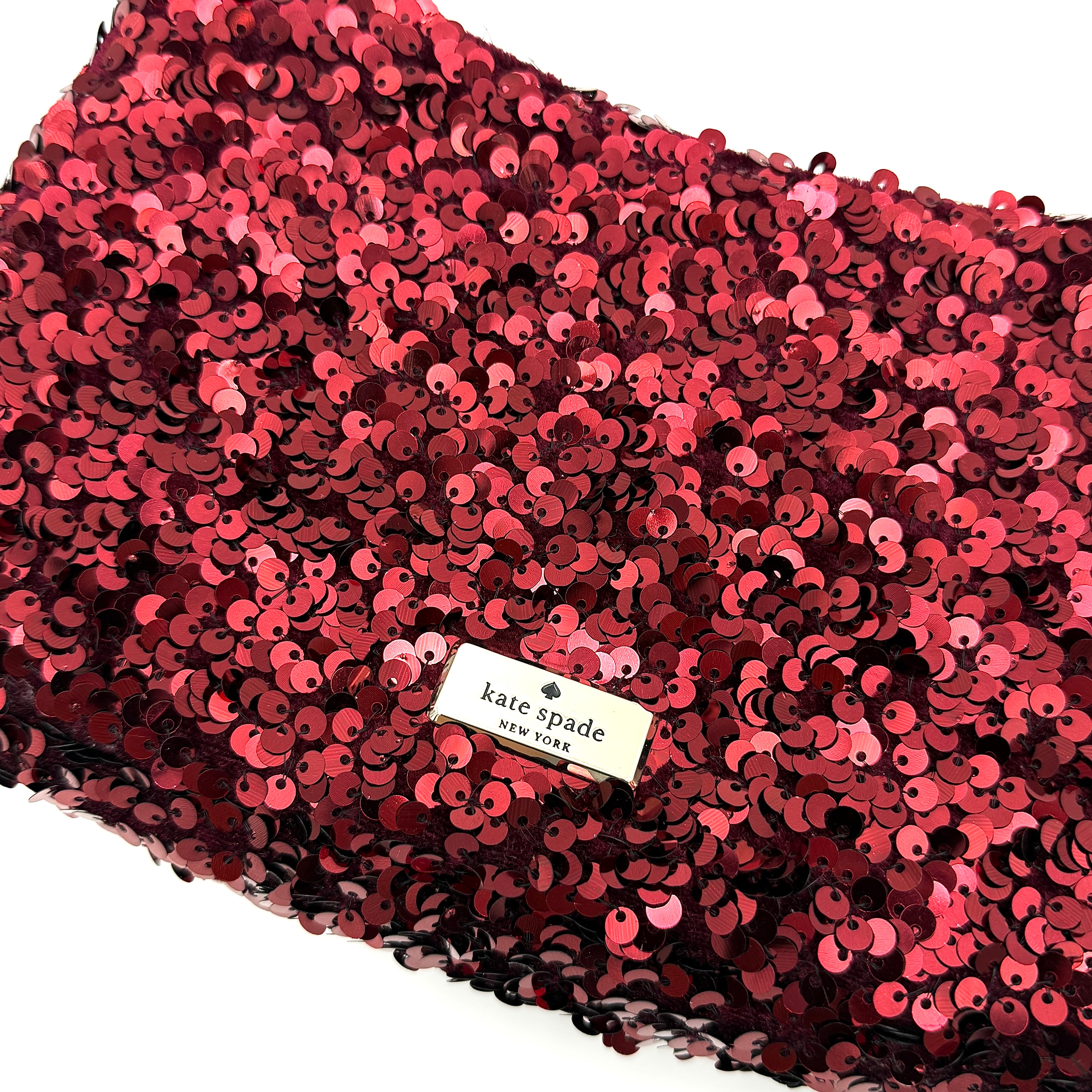 Kate Spade 2Way Kiki Sequin Shoulder Bag Deep Berry