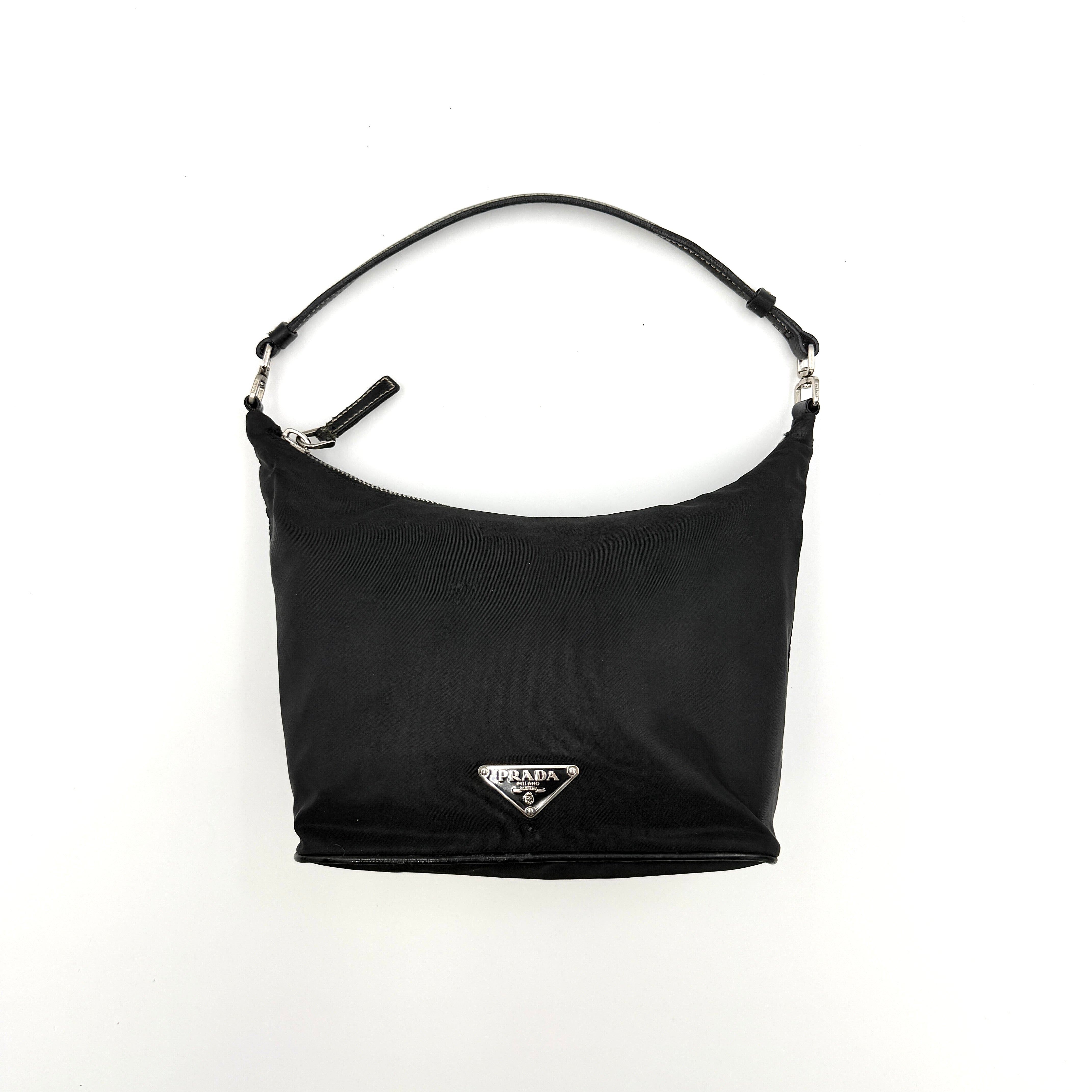 Prada Tessuto Nylon Nero Hobo Shoulder Bag Black