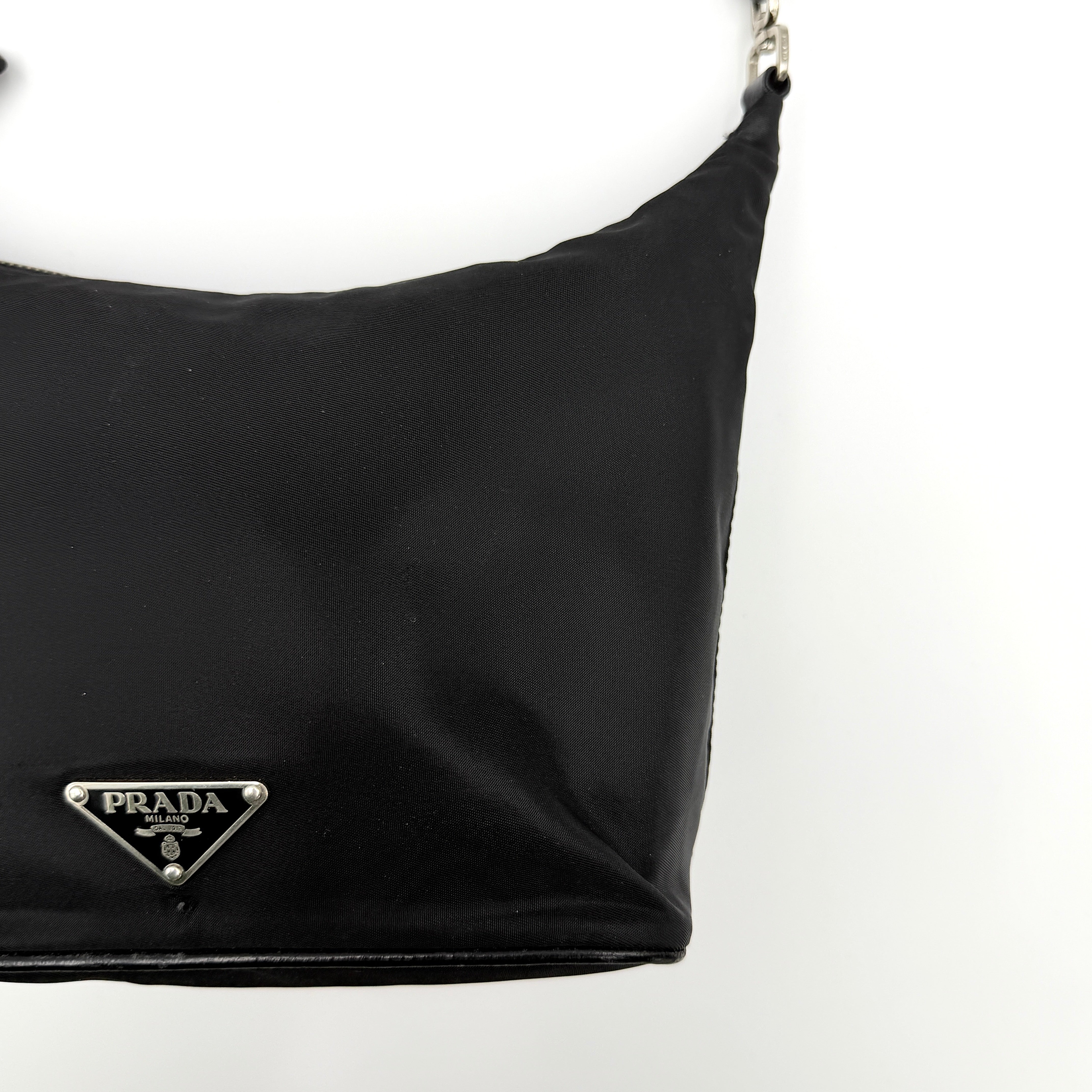 Prada Tessuto Nylon Nero Hobo Shoulder Bag Black