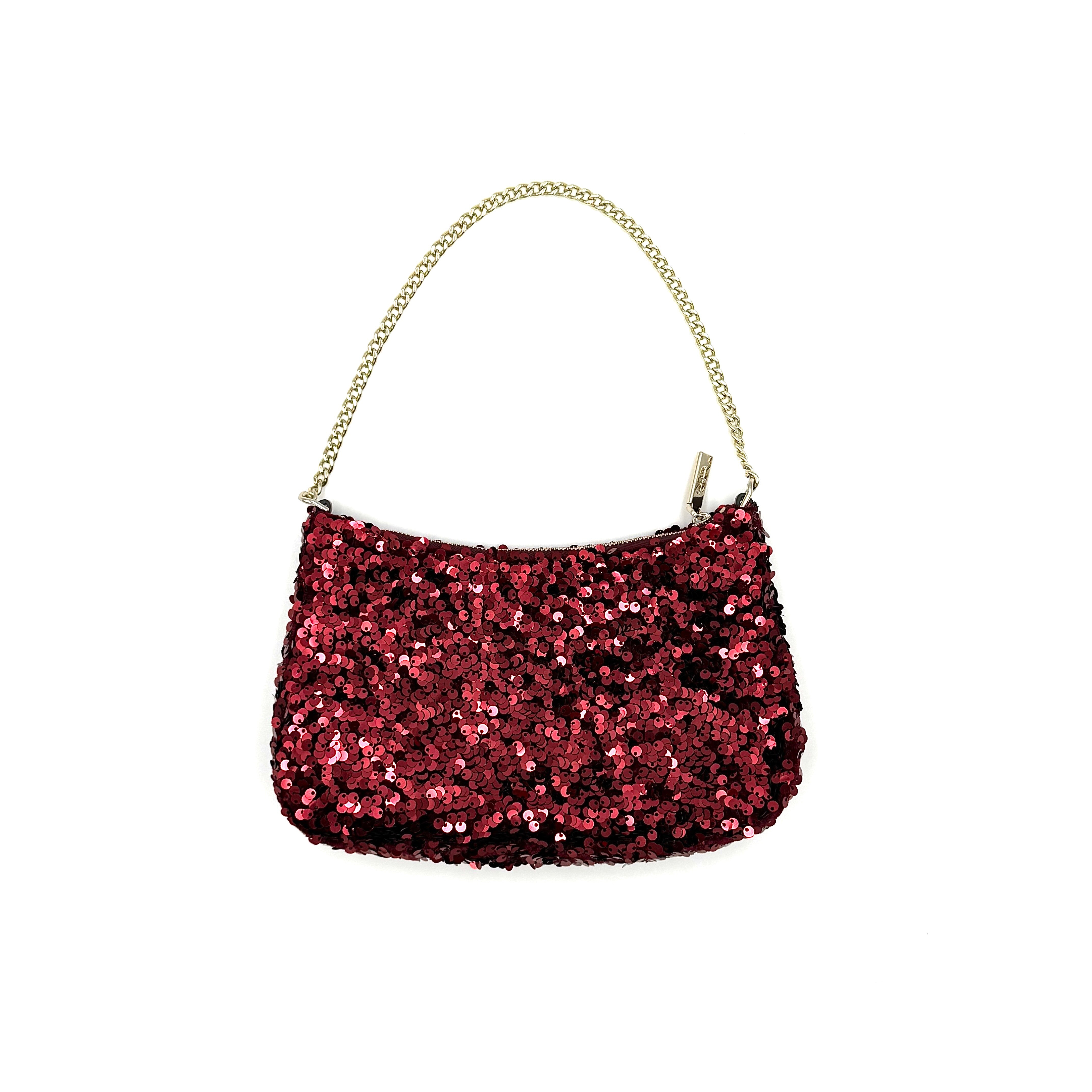 Kate Spade 2Way Kiki Sequin Shoulder Bag Deep Berry