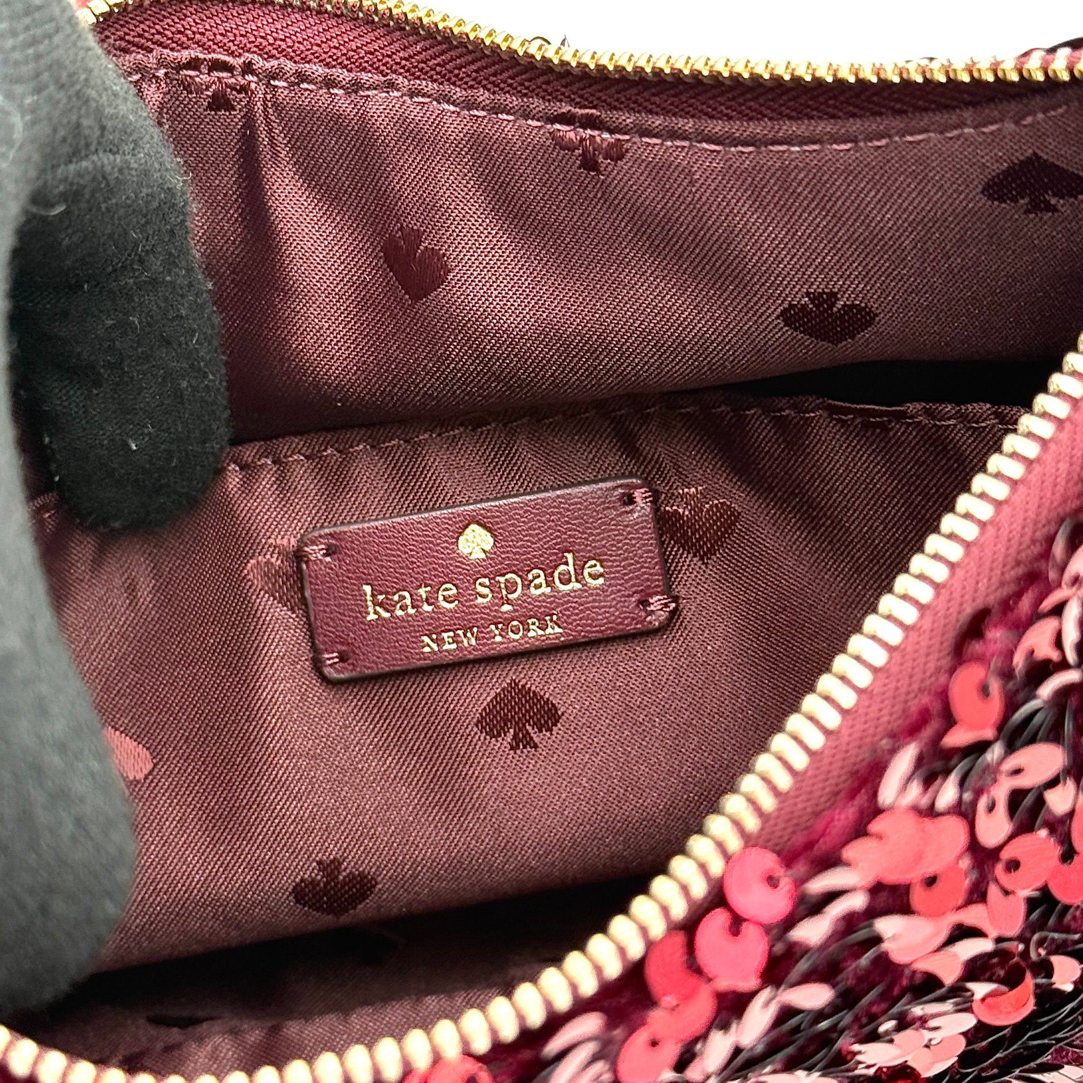 Kate Spade 2Way Kiki Sequin Shoulder Bag Deep Berry