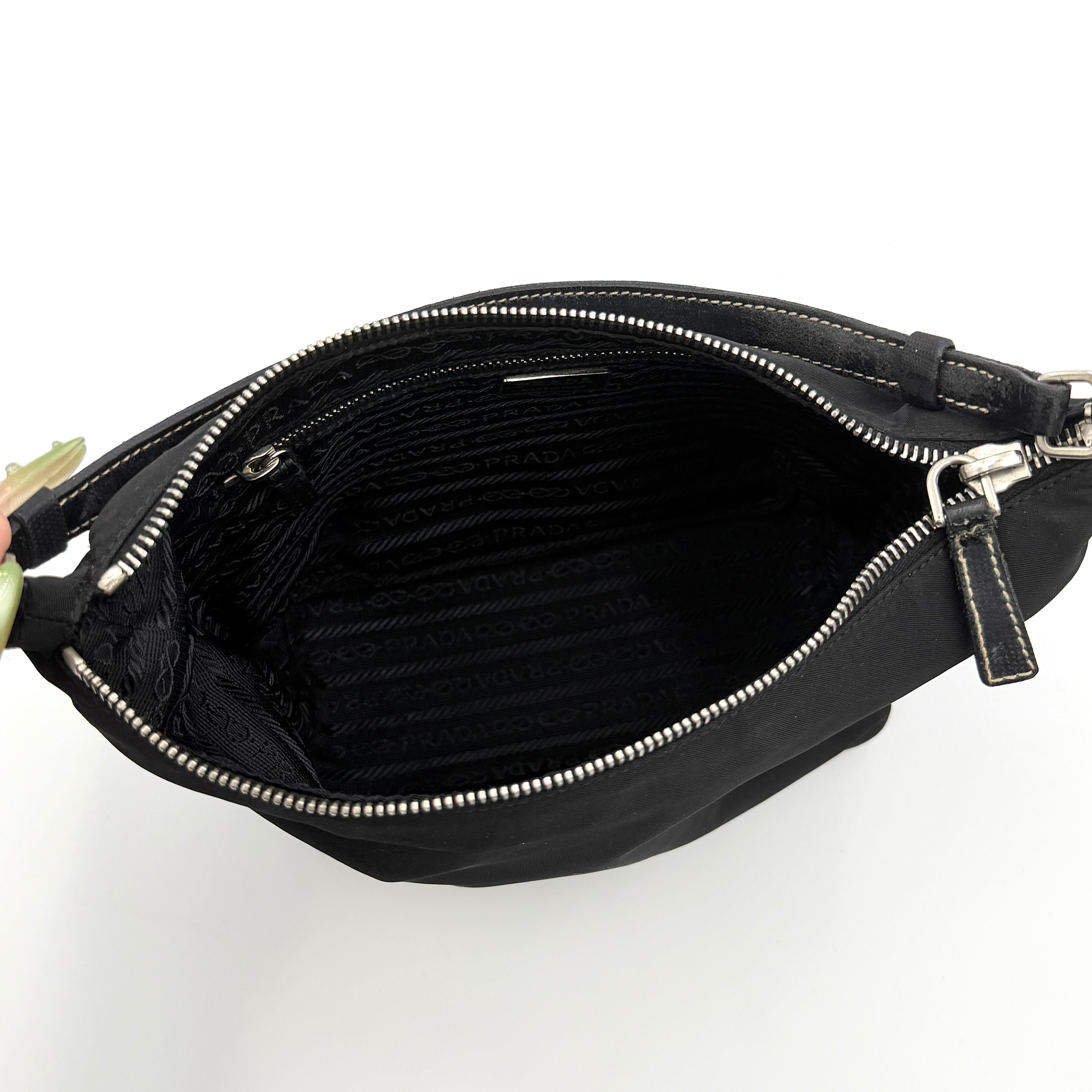 Prada Tessuto Nylon Nero Hobo Shoulder Bag Black