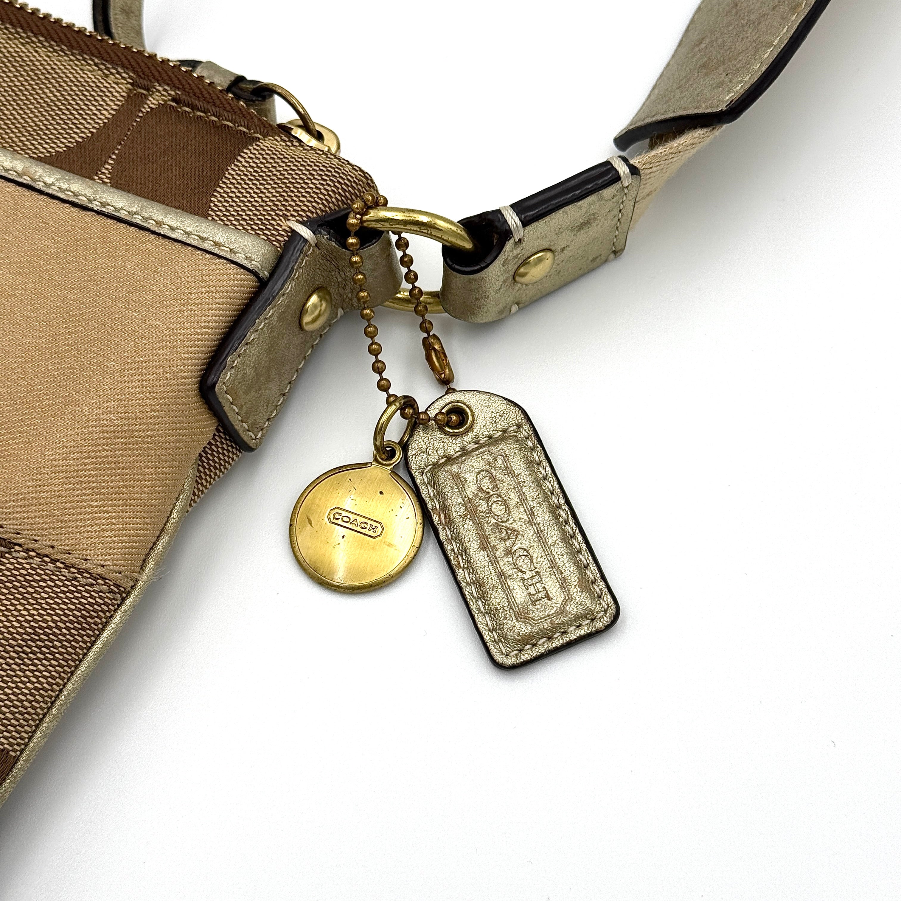 Coach Signature Stripe Canvas Crossbody Bag Beige/Tan