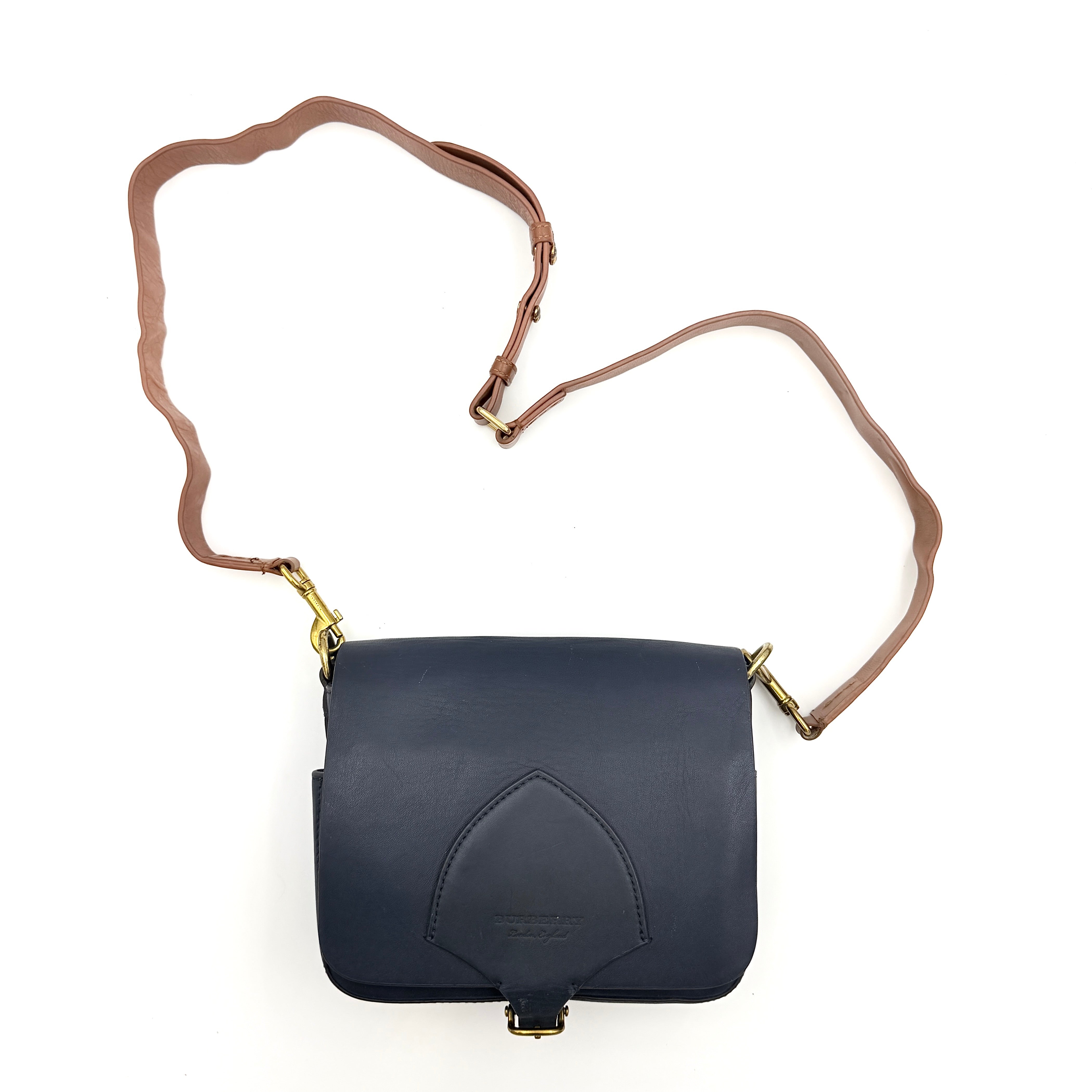 Burberry Bridle Square Satchel Crossbody Bag Blue/Brown