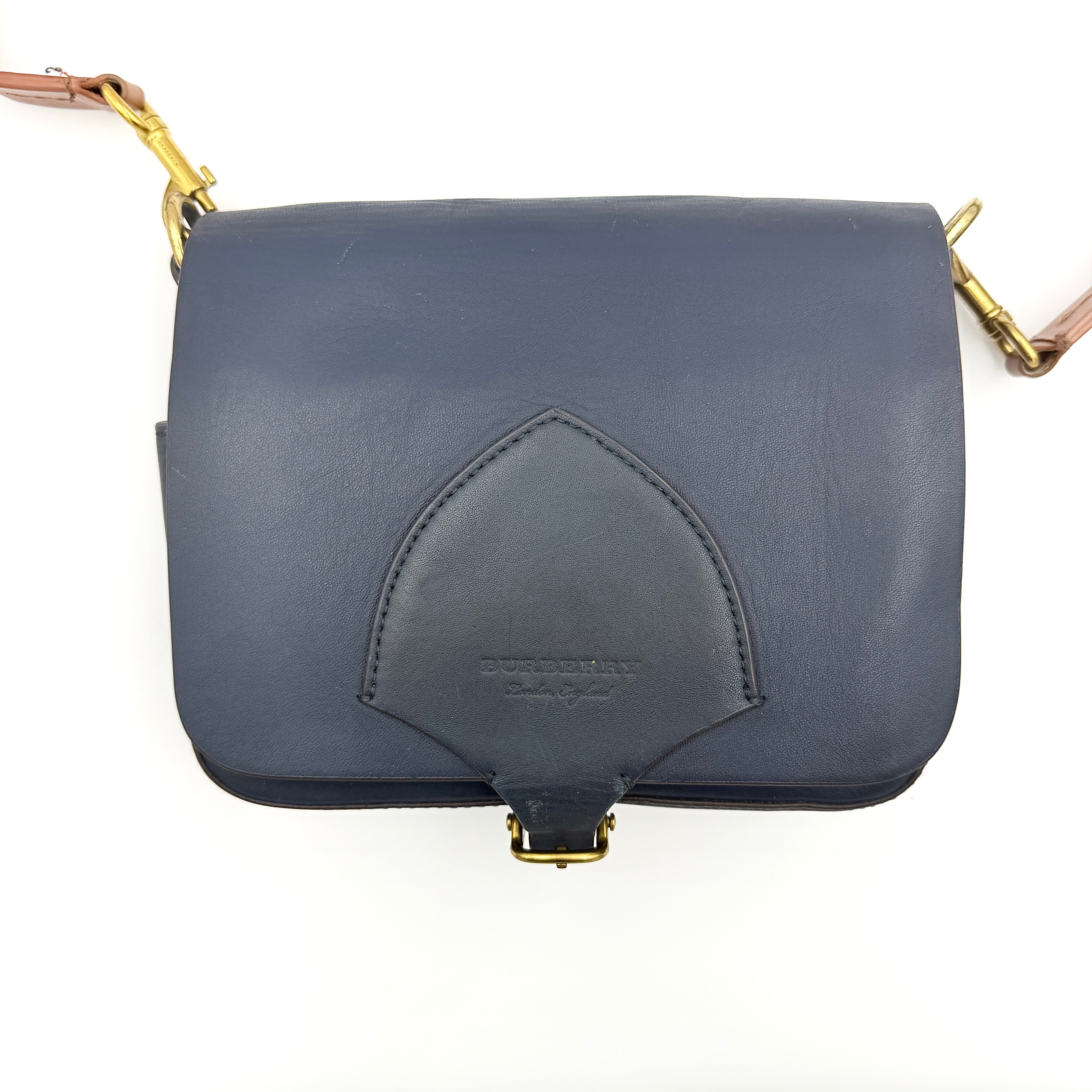Burberry Bridle Square Satchel Crossbody Bag Blue/Brown