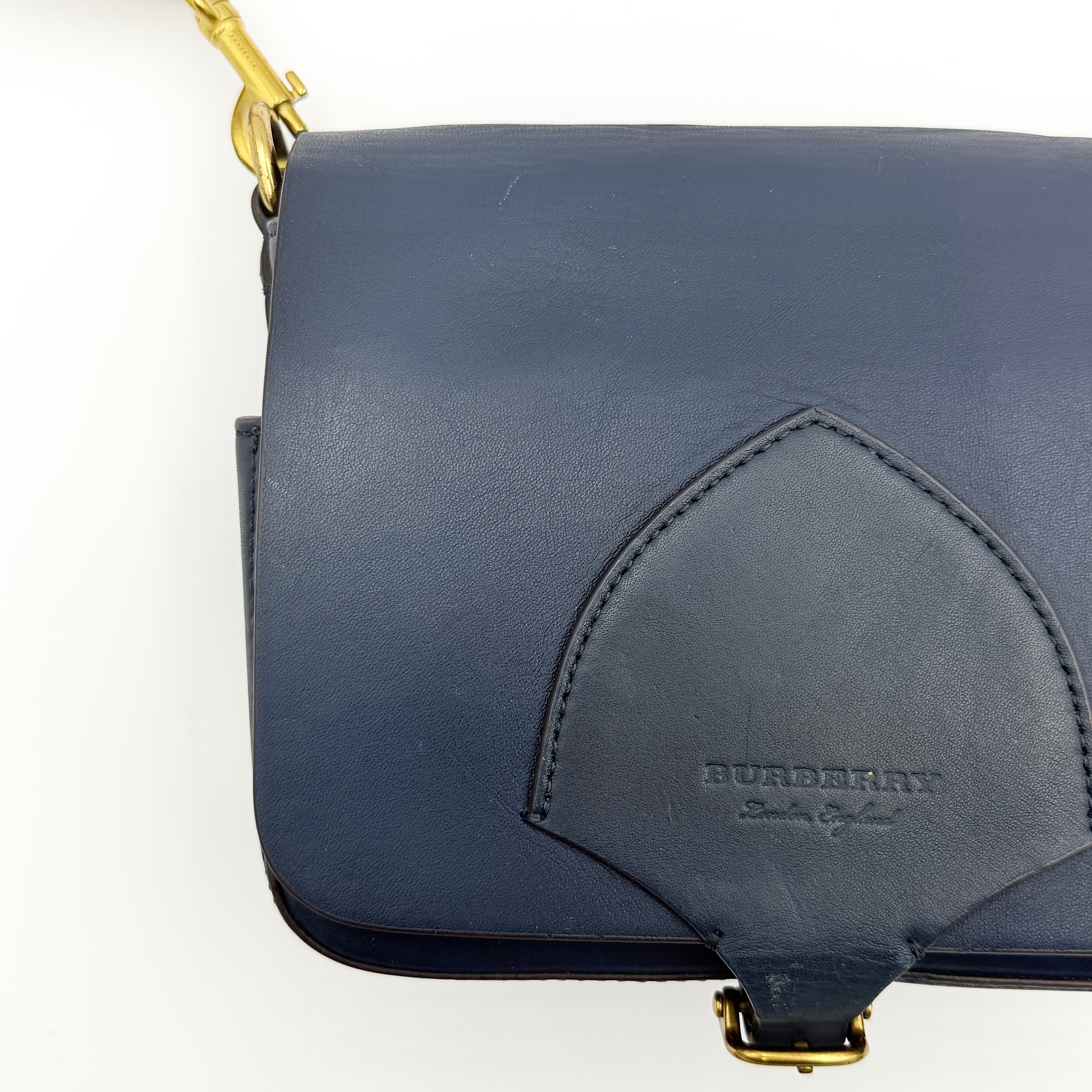 Burberry Bridle Square Satchel Crossbody Bag Blue/Brown